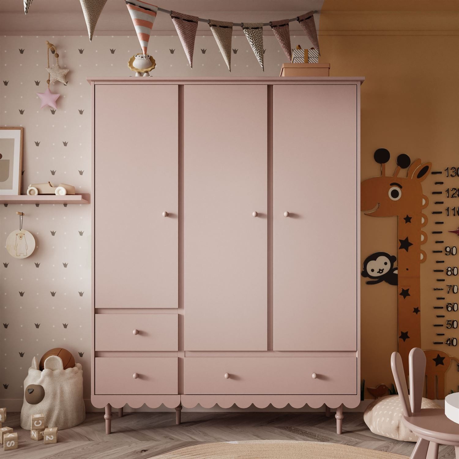 Lookway Kinderkleiderschrank BABUSHKA Dreitüriger Kleiderschrank mit günstig online kaufen