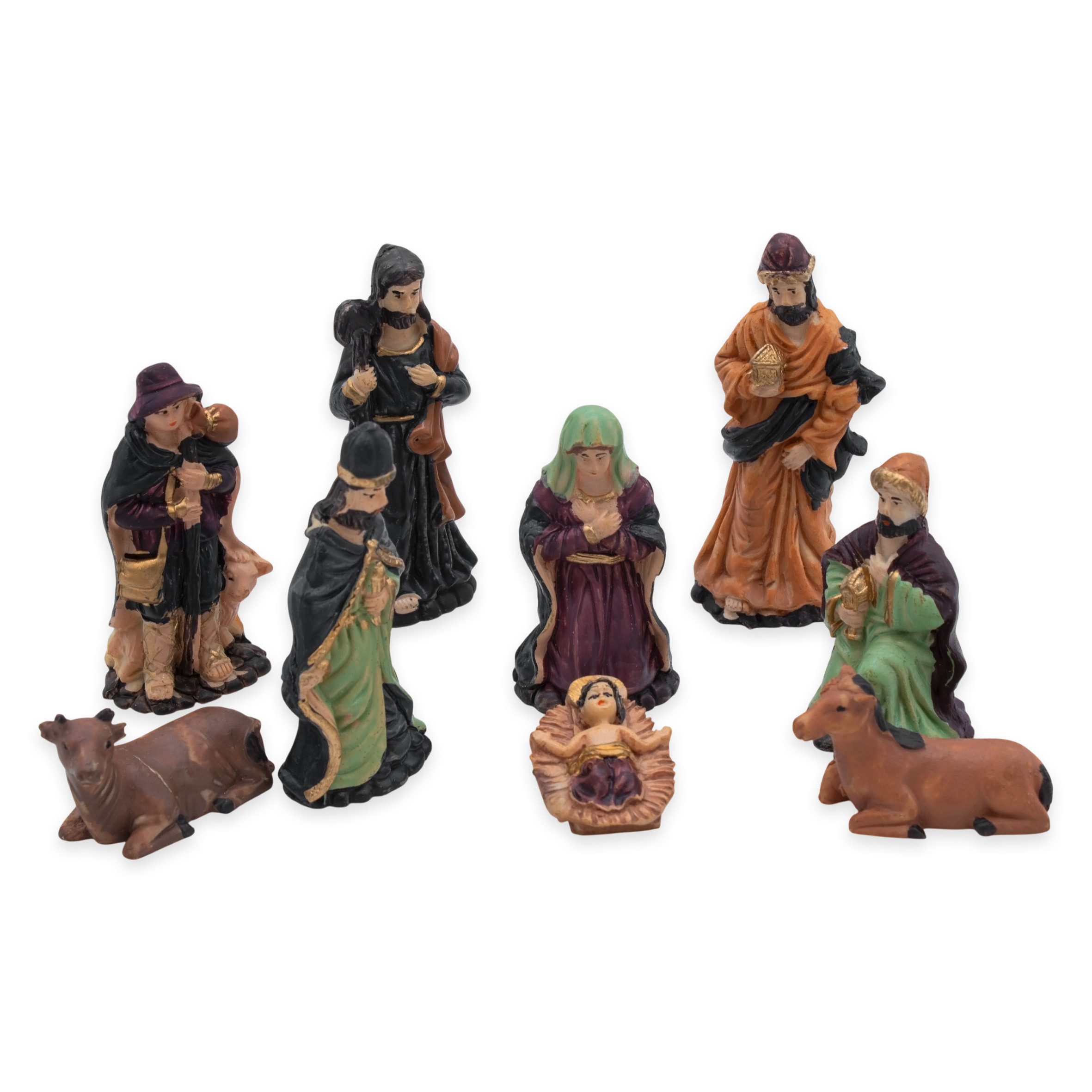 Spetebo Krippe Weihnachtskrippe Nativity Figuren - 9-teiliges Set (1-tlg), Krippen Stall Tisch Advent Dekoration