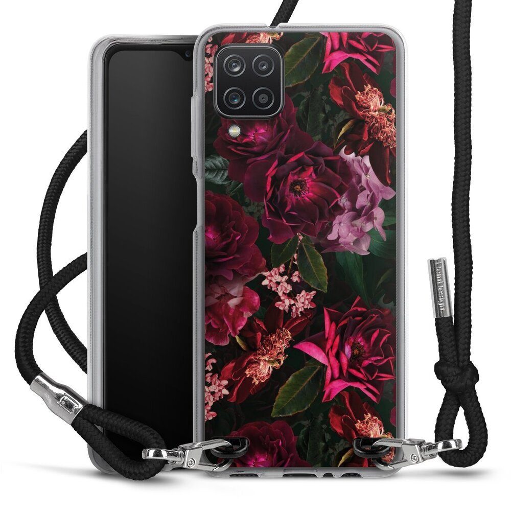 DeinDesign Handyhülle Rose Blumen Blume Dark Red and Pink Flowers, Samsung Galaxy A12 Handykette Hülle mit Band Case zum Umhängen