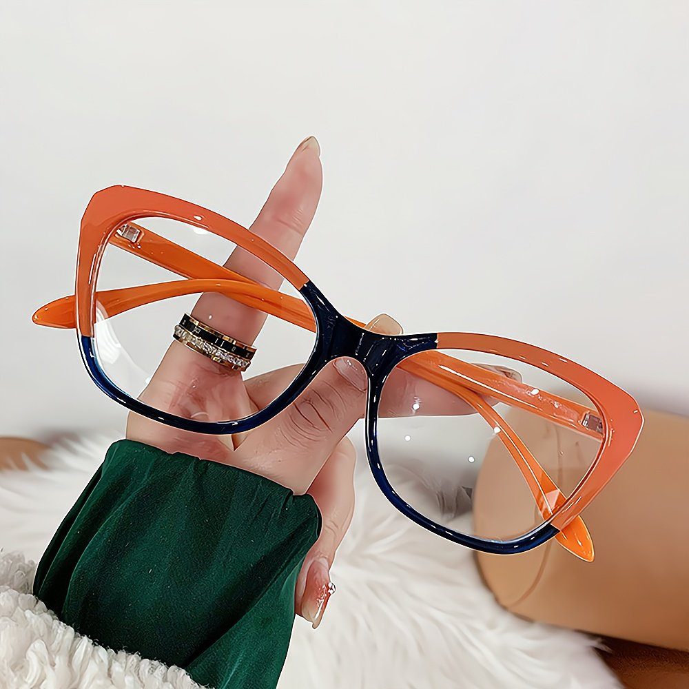 PACIEA Brille Katzenaugenfarbe ändert Gläser flache Anti-Blaulicht orange