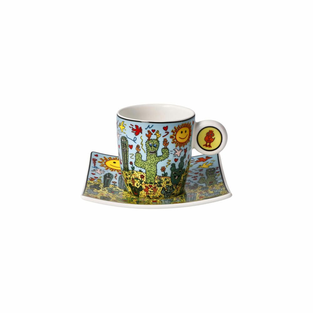 Goebel Espressotasse James Rizzi - Desert Life, Fine Bone China, mit Untertasse