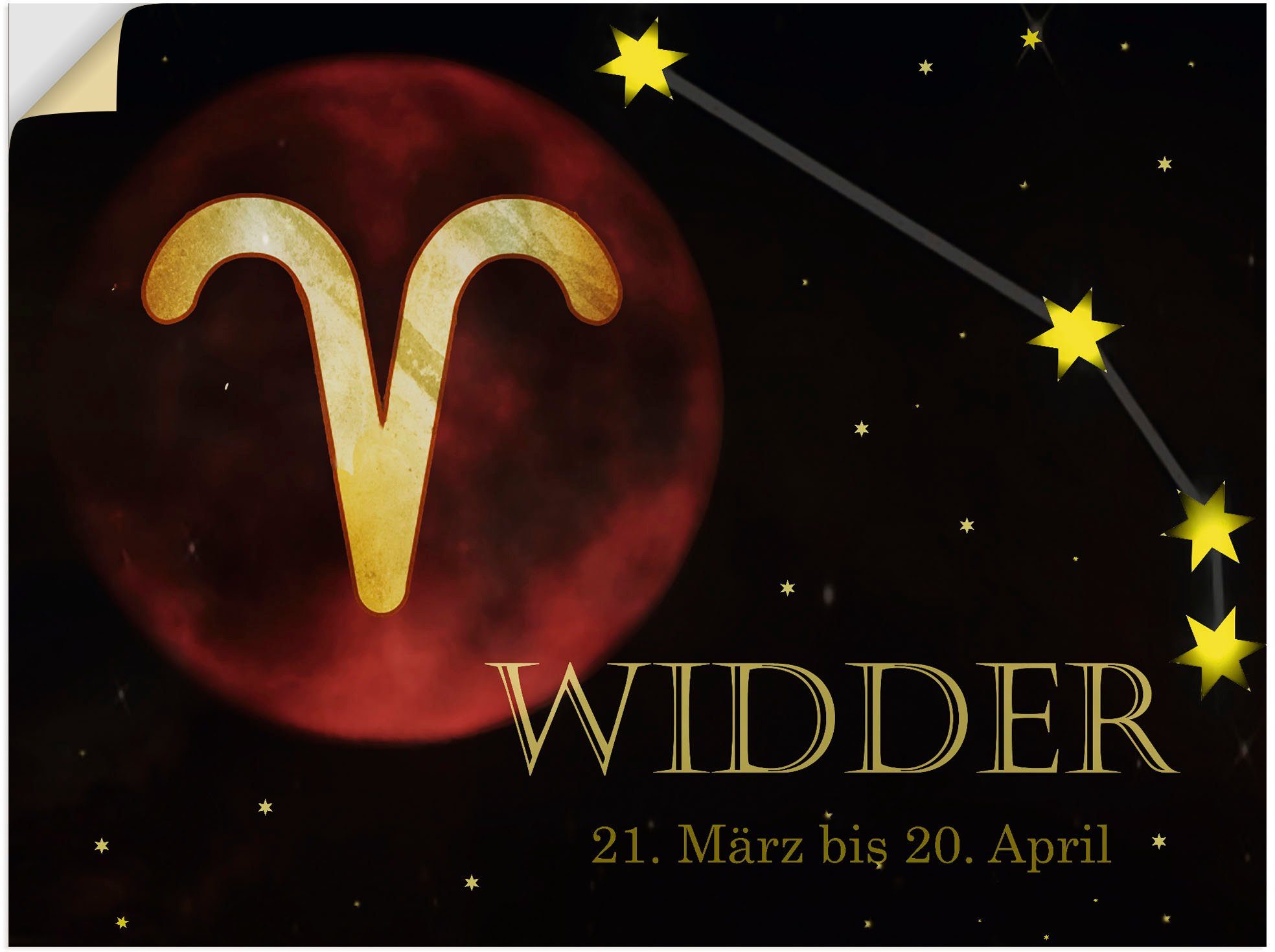 Artland Wandbild »Sternzeichen - Widder«, Bilder von Sternzeichen (1 Stück), in vielen Größen & Produktarten - Alubild / Outdoorbild für den Außenbereich, Leinwandbild, Poster, Wandaufkleber / Wandtattoo auch für Badezimmer geeignet-Otto