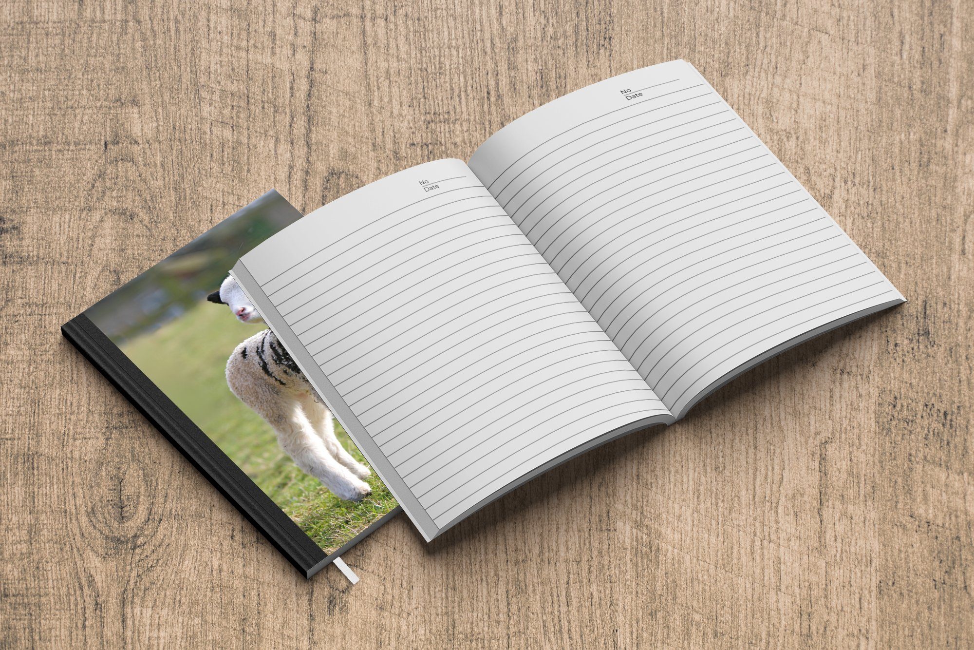 Seiten, Haushaltsbuch Gras, Kleines Notizheft, Tagebuch, A5, Journal, 98 Lämmchen im weiß-schwarzes MuchoWow Notizbuch Merkzettel,