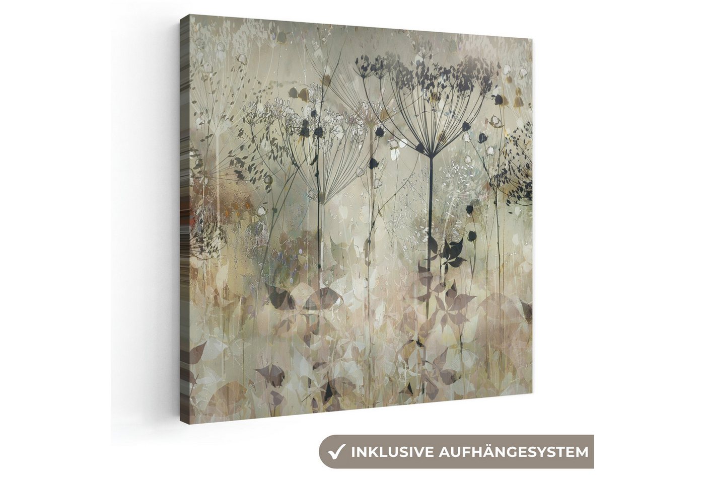 OneMillionCanvasses® Leinwandbild Blumen - Grau - Natur - Kunst, Fotodruck (1 St), Wandbild, Deko Schlafzimmer Wohnzimmer Flur 20x20 cm