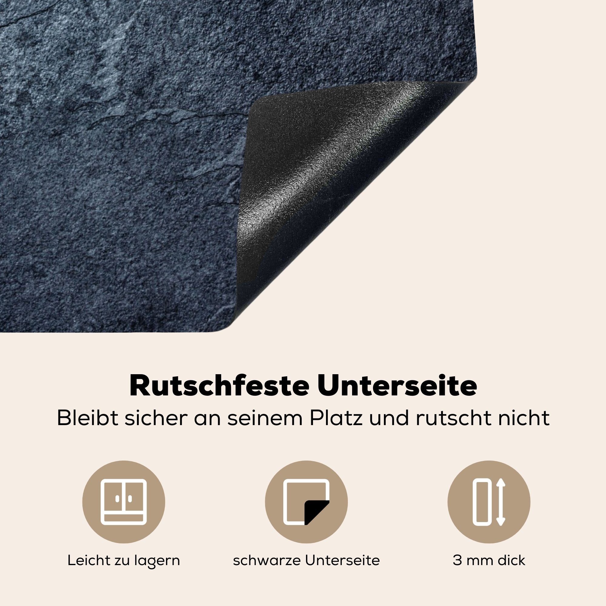 MuchoWow Herdblende-/Abdeckplatte Stein Induktionsschutz, (1 Schiefer - Textur Vinyl, cm, tlg), 59x51 Induktionskochfeld, Ceranfeldabdeckung - - Grau