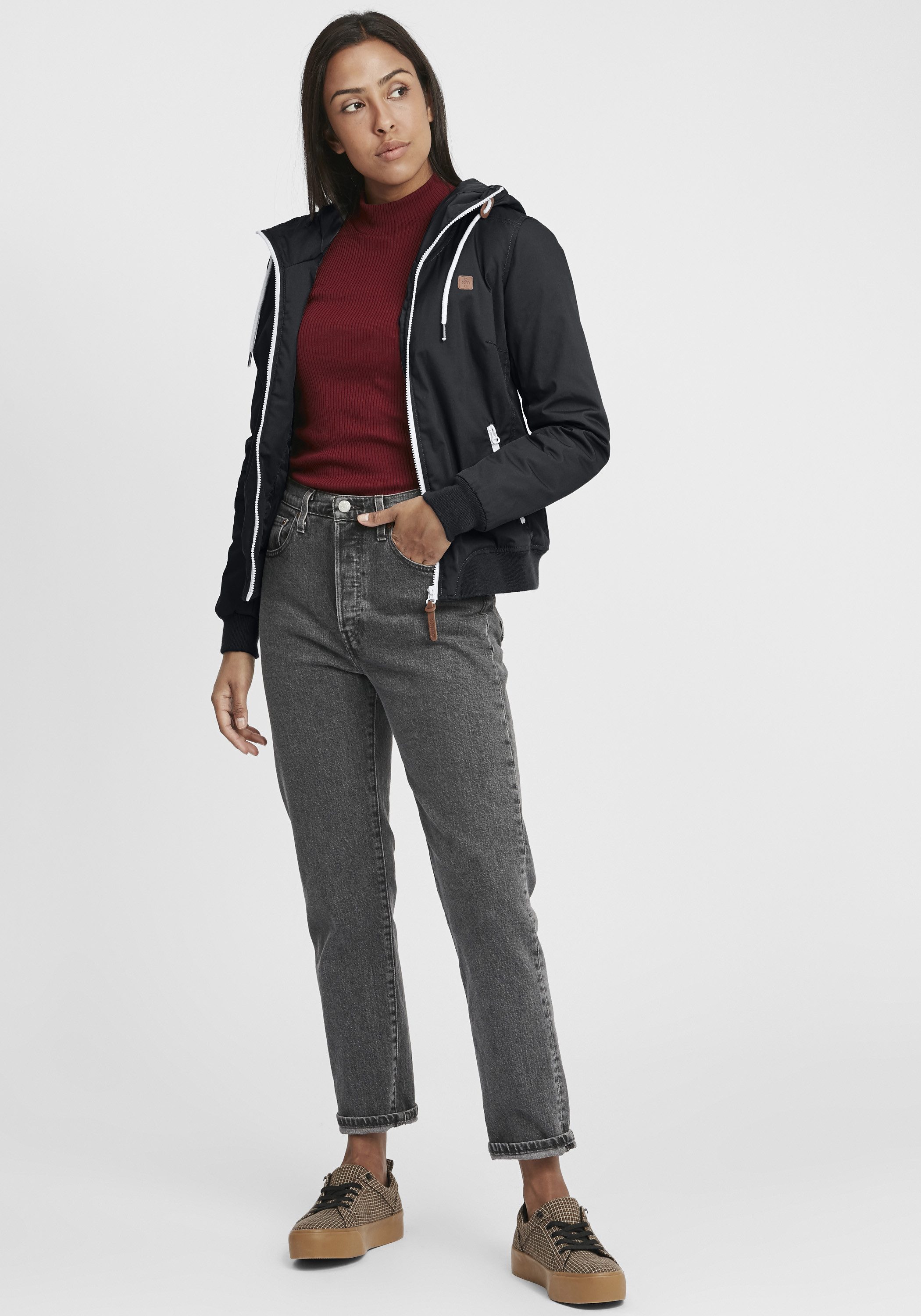OXMO Kurzjacke OXTila Übergangsjacke mit kontrastfarbenem Reißverschluss günstig online kaufen