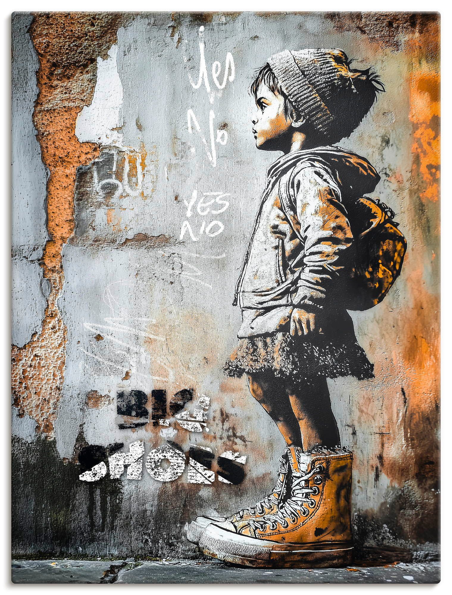 Artland Wandbild Große Schuhe, Bilder von Kindern (1 St), als Alubild, Leinwandbild, Poster, Wandaufkleber in verschied. Größen