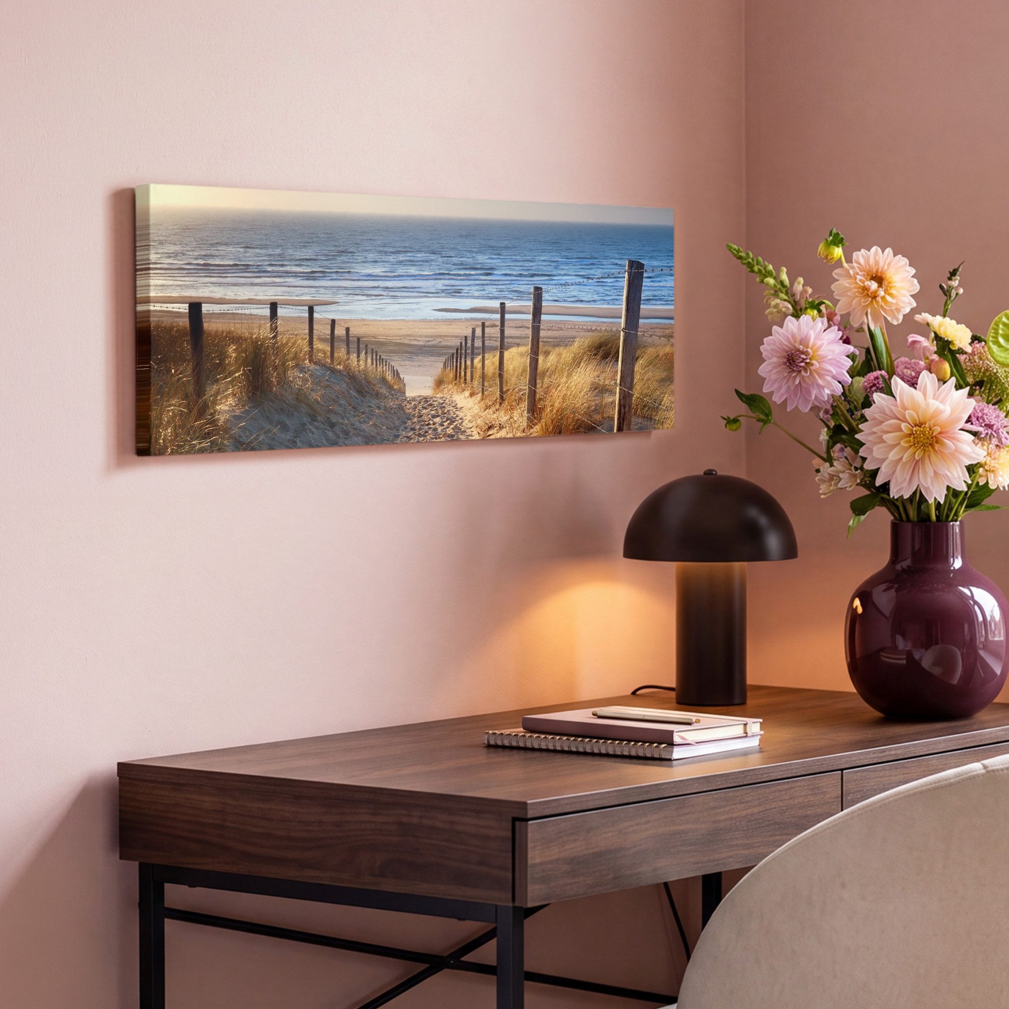 OneMillionCanvasses® Leinwandbild Panorama Strand - Meer - Niederlande - Dünen - Sonne, Fotodruck (1 St), Wandbild, Deko Schlafzimmer Wohnzimmer Flur 60x20 cm – Bild 4 von 5