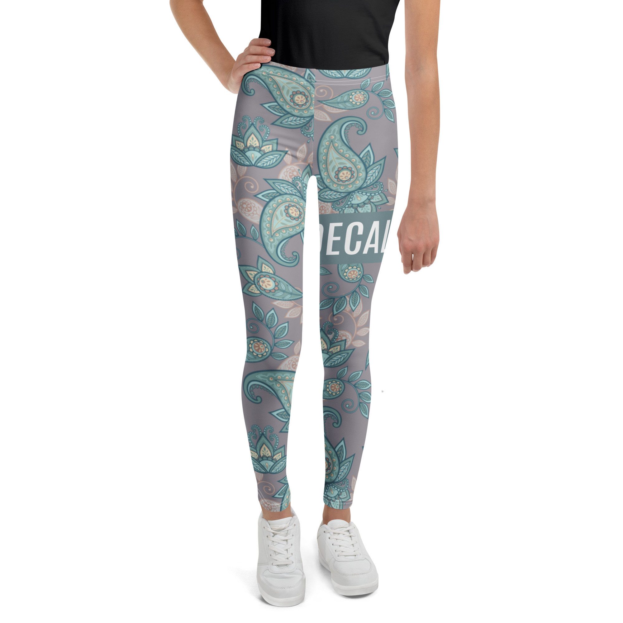 DECALVIBES Leggings Mädchen Leggings für Kinder & Jugendliche Urban Side Vintage Leaves 4-Wege-Stretch, weiches Material, formstabil, komfortabler Sitz