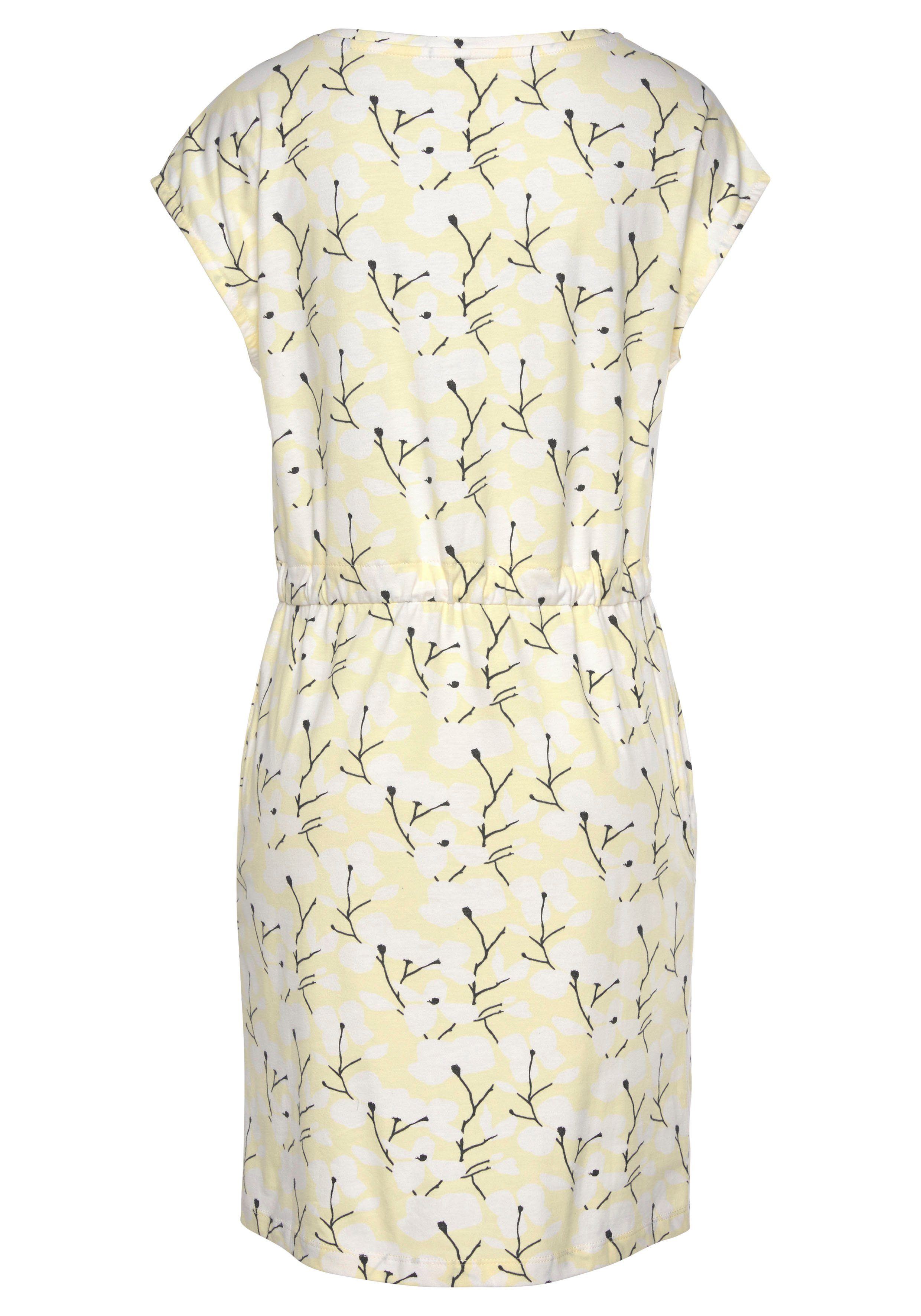 Beachtime by Lascana Jerseykleid mit Blumenmuster und Taschen, Sommerkleid aus Baumwoll-Mix Strandkleid mit kurzen Ärmeln, Freizeitkleid, casual – Bild 4 von 5