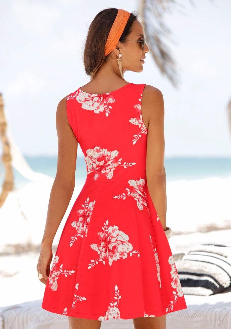 koralle-geblümt Strandkleid mit Blumenprint Beachtime
