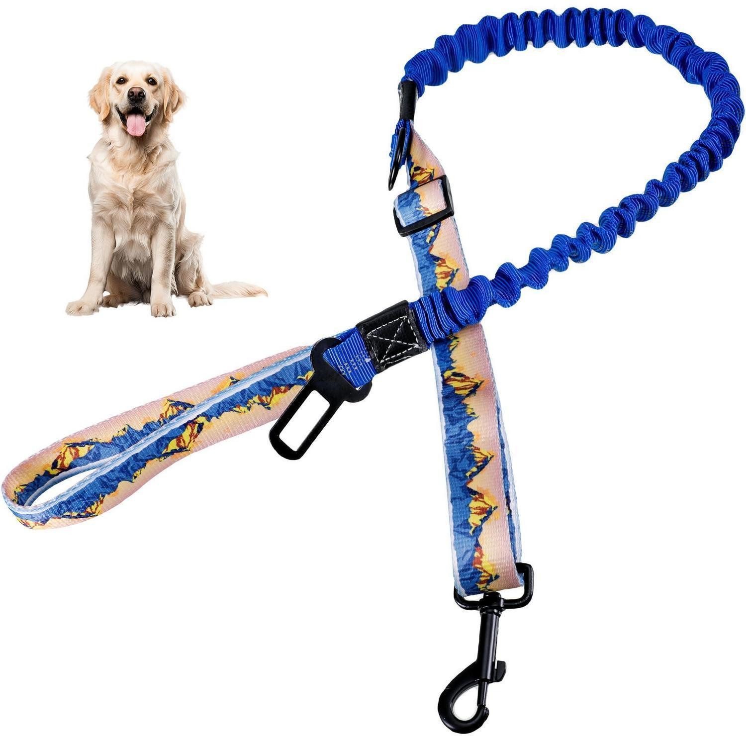 LuxusKollektion Autohundegeschirr Hund Anschnallgurt Auto 2in1 Blau, Textil