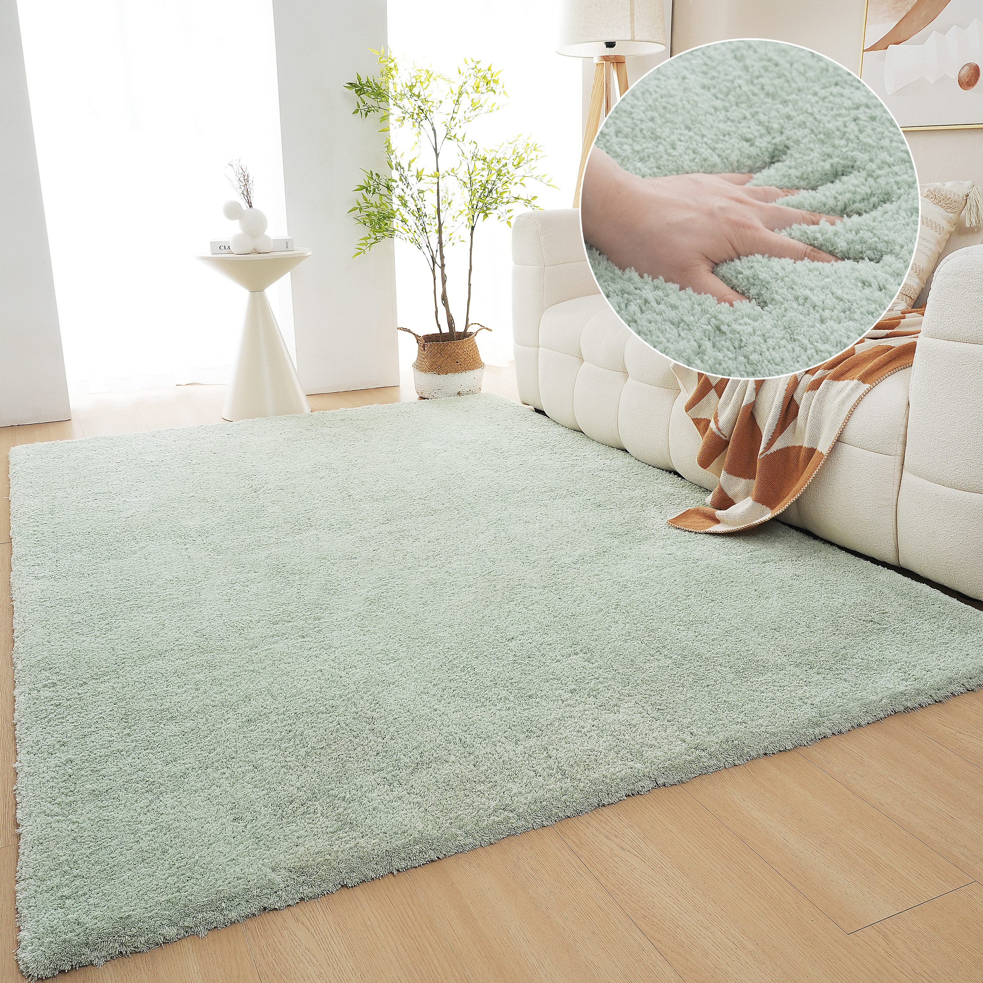 OTTO home Hochflor-Teppich Microfaser Teppich Magong, besonders weich, sehr feiner Flor, rechteckig, Höhe: 25 mm, uni, Wohnzimmer, Schlafzimmer, Kinderzimmer, auch rund und als Läufer