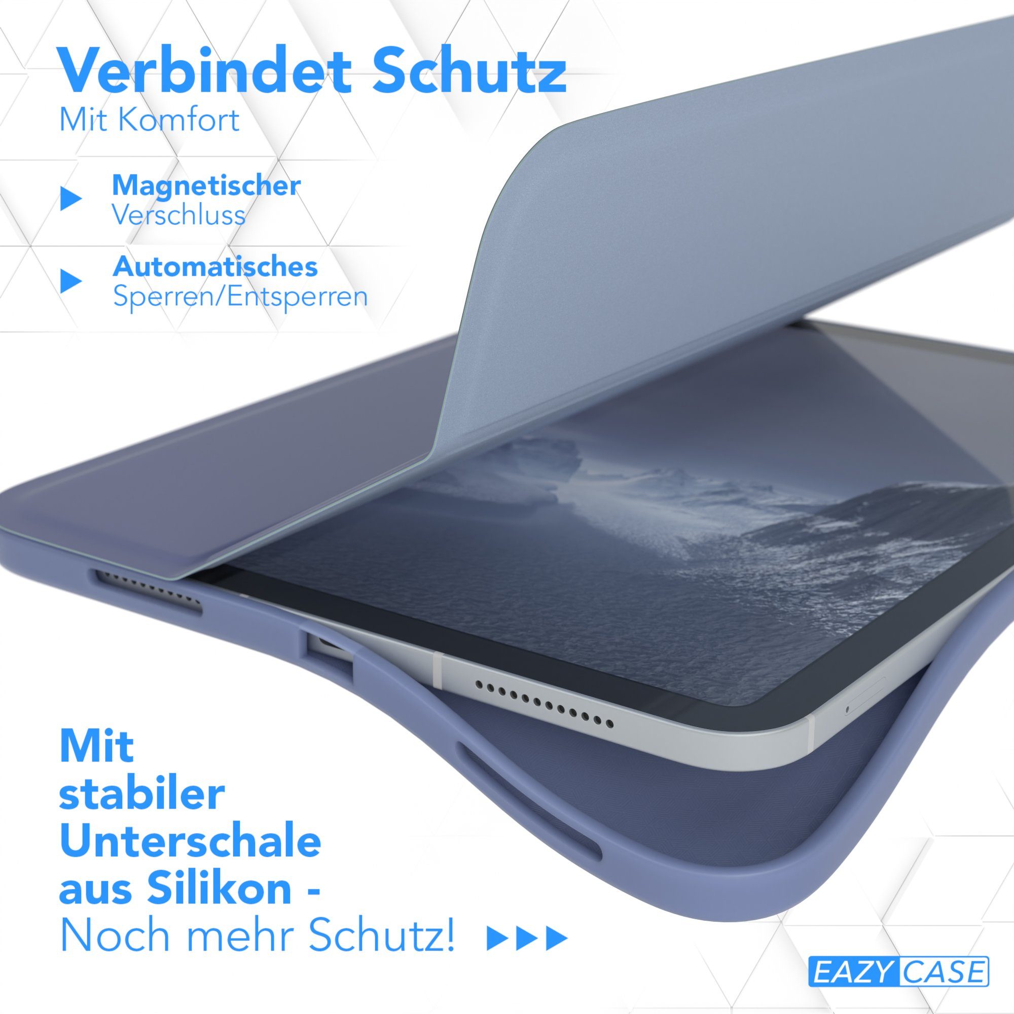 EAZY CASE Tablet-Hülle Penholder Smartcase für Apple iPad 2025 (11. Gen) 11 Zoll, Tablettasche klappbares Etui mit Penholder Stifthalterung Eis Blau