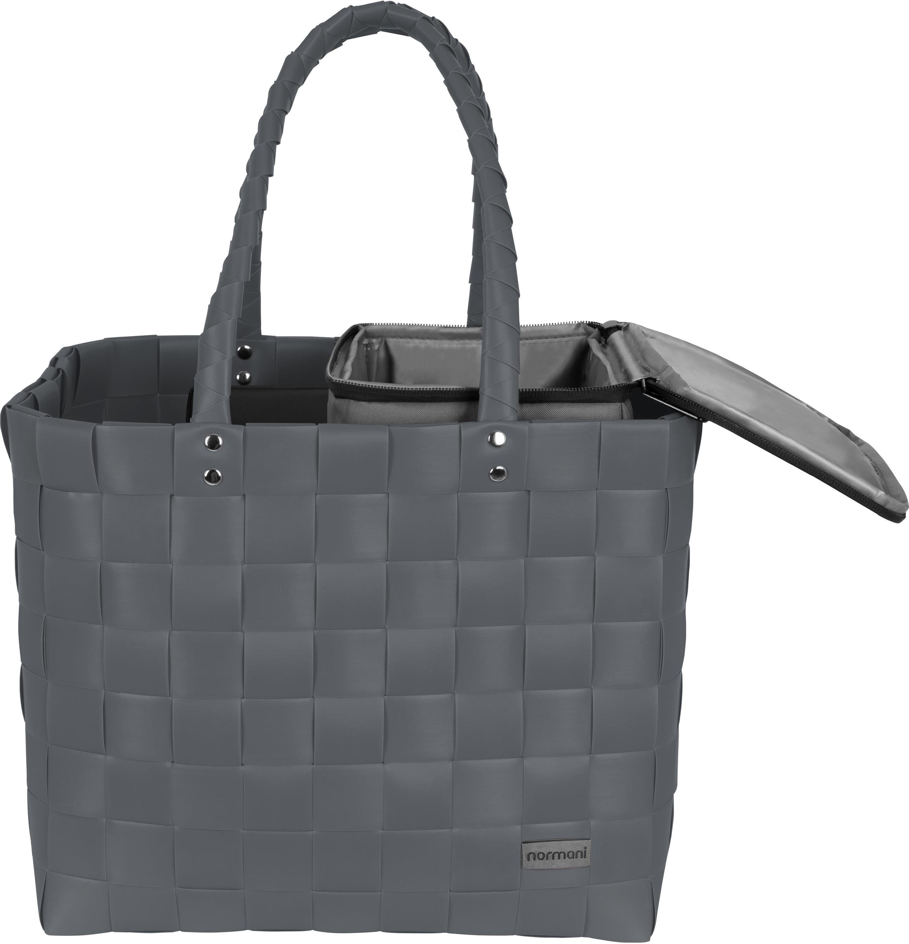 normani Einkaufskorb Flechtkorb mit kleiner Kühltasche, 20 l, Einkaufskorb mit kleinem Kühlkorb