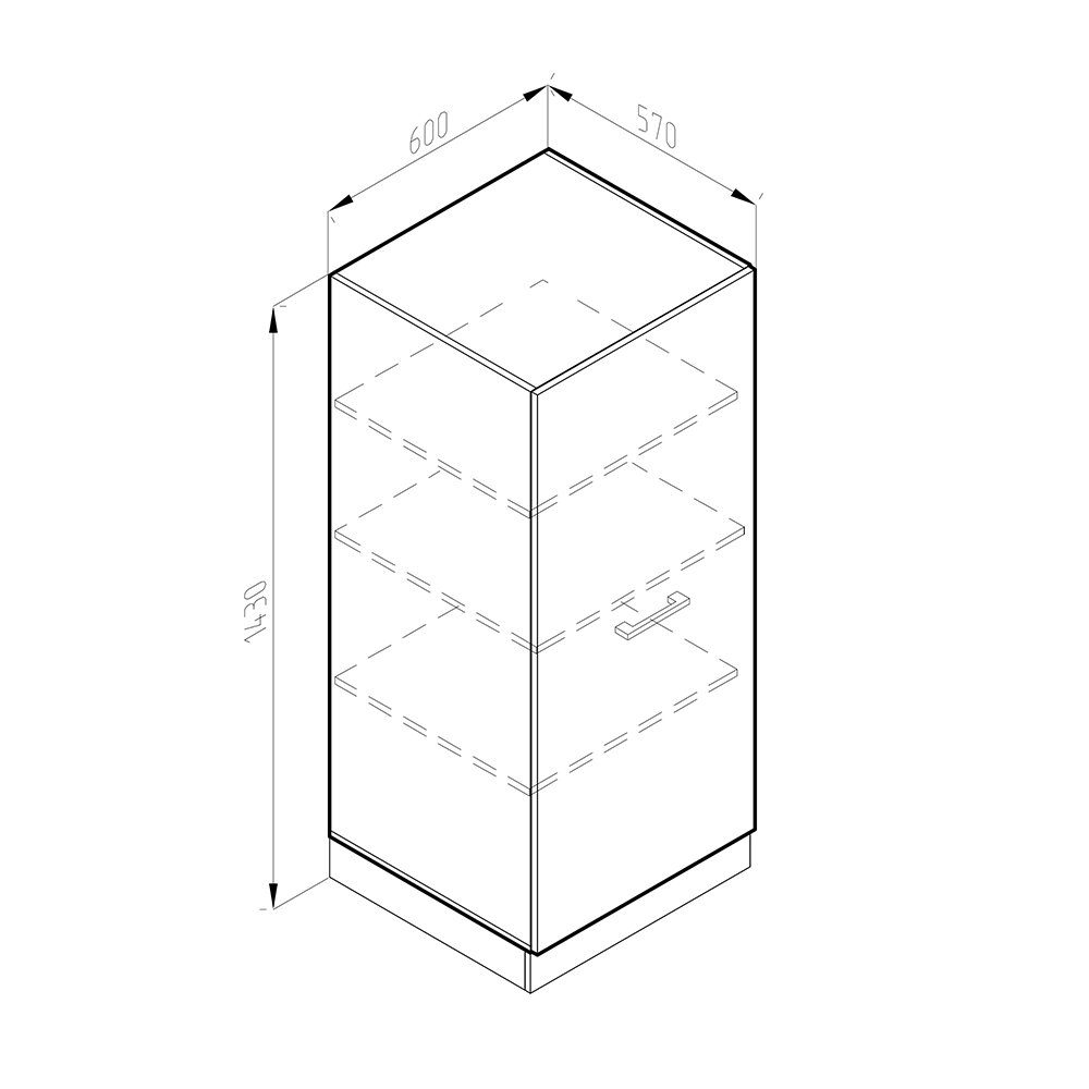 Vicco Hochschrank R-Line, Beton, 60 cm (1-St)
