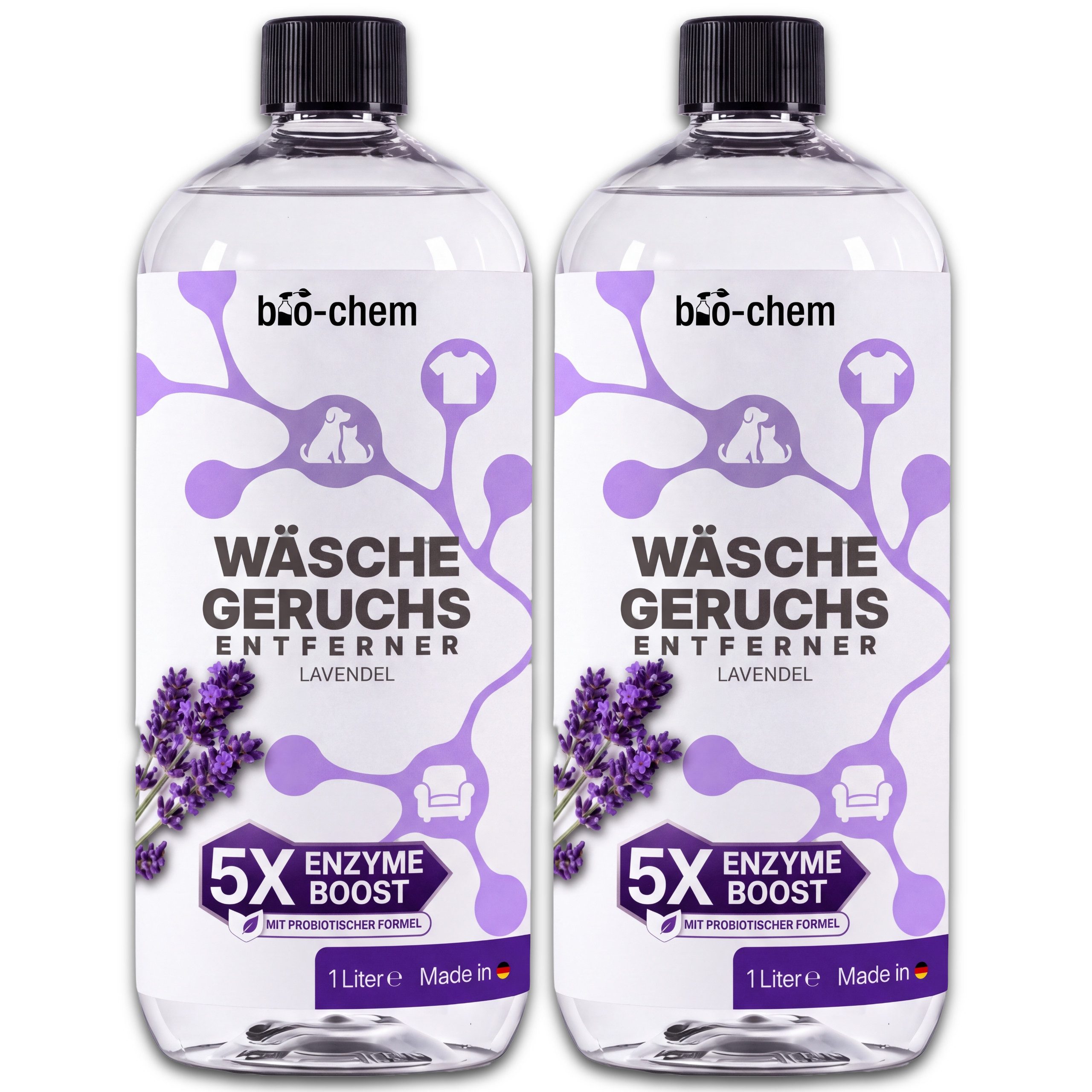 bio-chem Wäsche Geruchsentferner Enzymreiniger Waschmittel-Zusatz 1 L Lavendel Spezialwaschmittel (1 Liter je Flasche, Bis zu 20 …