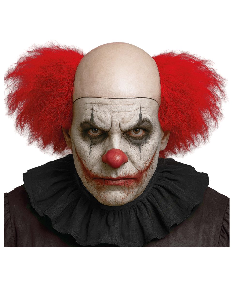 Horror-Shop Kostüm-Perücke Rote Horror Clown Perücke mit Beiger Glatze, Hall