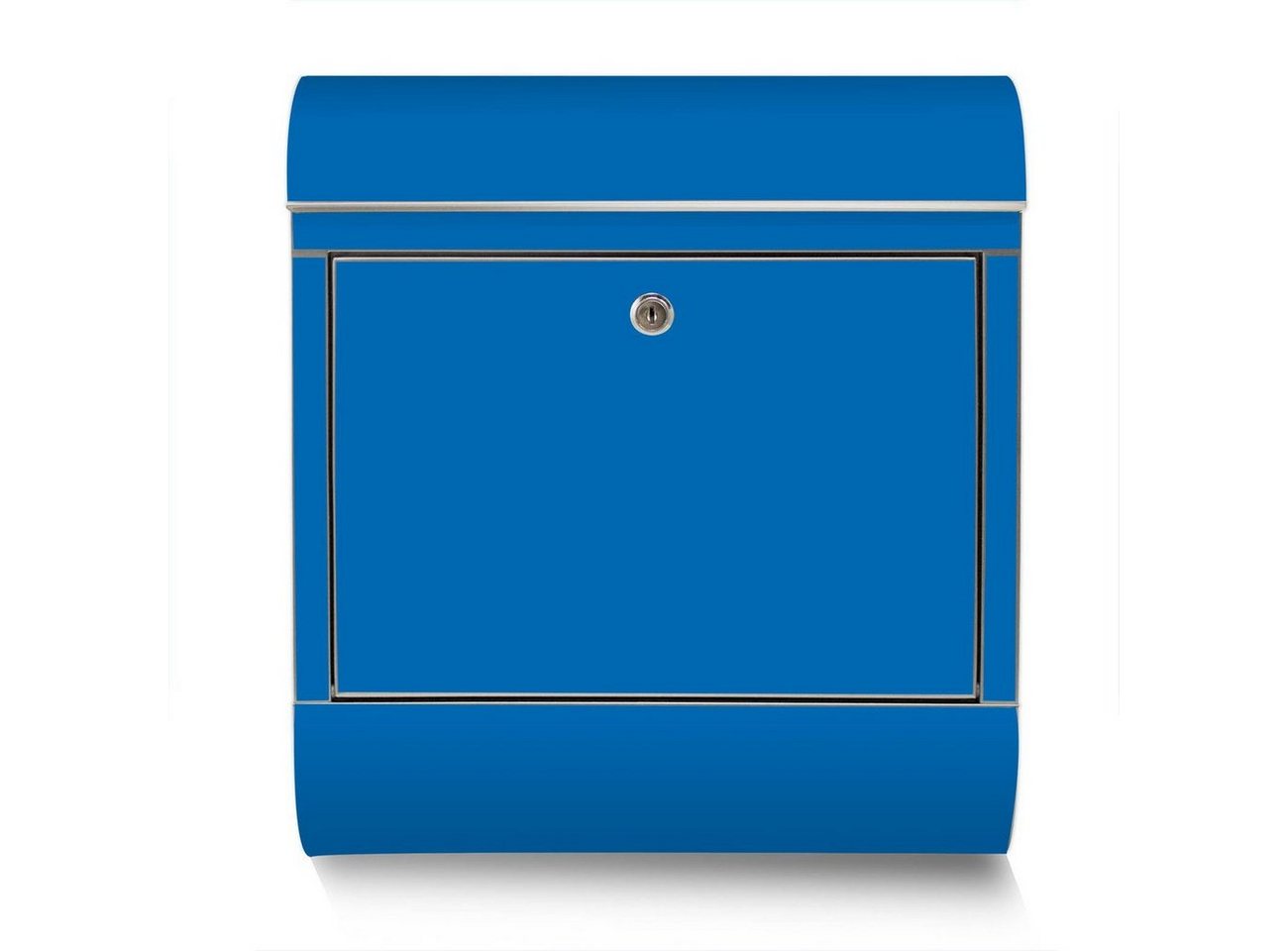 Thumbnail - banjado Wandbriefkasten Edelstahl Signalblau (Wandbriefkasten groß, mit Zeitungsfach), 38 x 42,5 x12cm