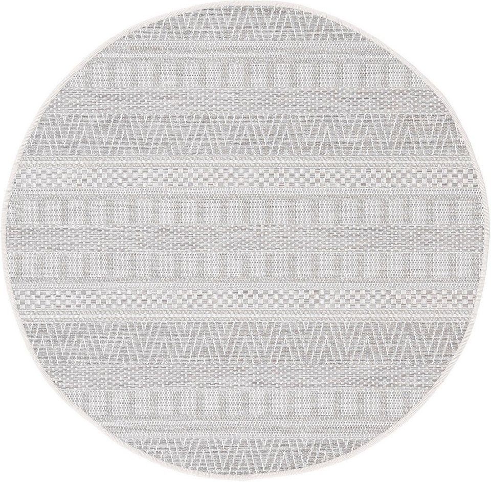 Teppich Boho 100, carpetfine, rund, Höhe: 4 mm, robustes Flachgewebe, Sisal  Optik, UV-beständig, Außenbereich