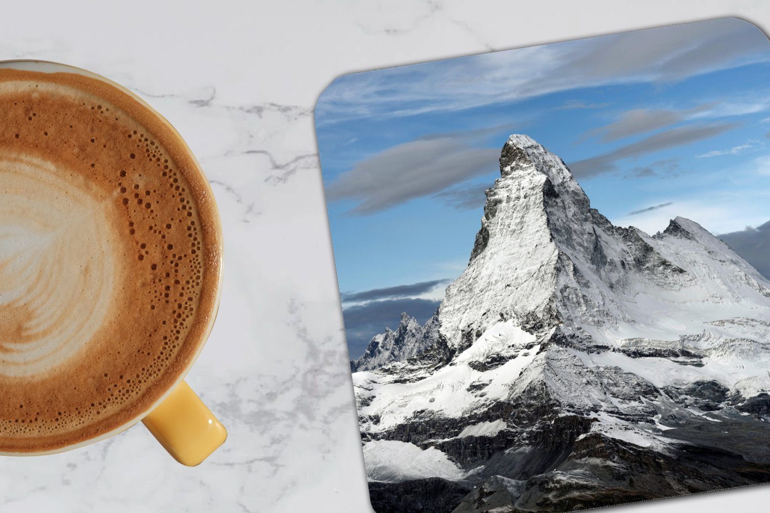 Glasuntersetzer, Wolken Gläser, Untersetzer, MuchoWow dem für Matterhorn Tasse Zubehör in über der 6-tlg., Glasuntersetzer Tischuntersetzer, Schweiz, Korkuntersetzer,