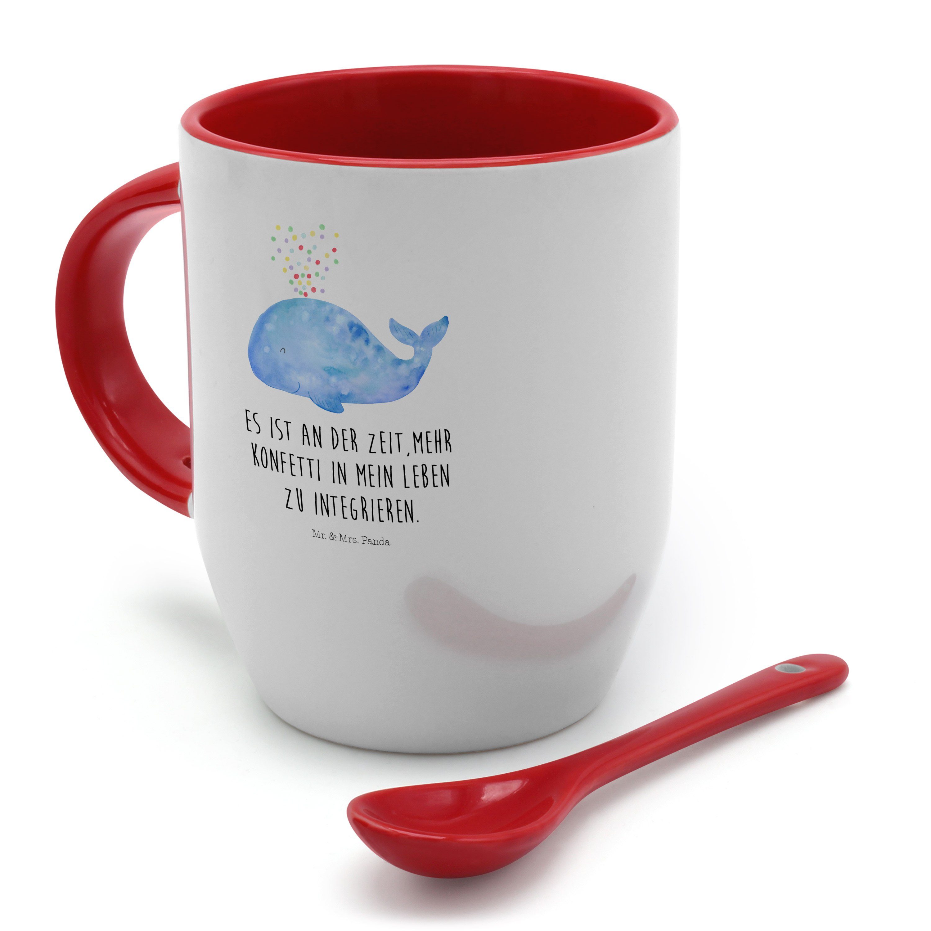 Mr. & Mrs. Panda Tasse Tasse, Geschenk, Lebensabschnitt, Konfetti Kaffeebecher, - - Keramik Wal Weiß