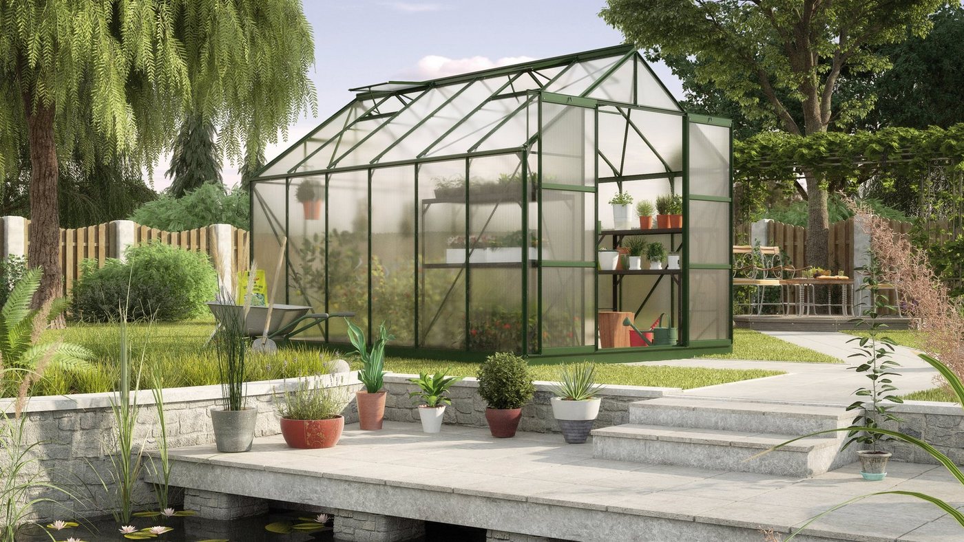 Vitavia Gewächshaus Uranus 9900, BxTxH: 254 x 378 x 246 cm, 4 mm Wandstärke, Set, mit 2-tlg. Zubehör grün | Rabatt: 30% Vitavia Gewächshaus Uranus 9900, BxTxH: 254 x 378 x 246 cm, 4 mm Wandstärke, Set, mit 2-tlg. Zubehör grün | Rabatt: 30%