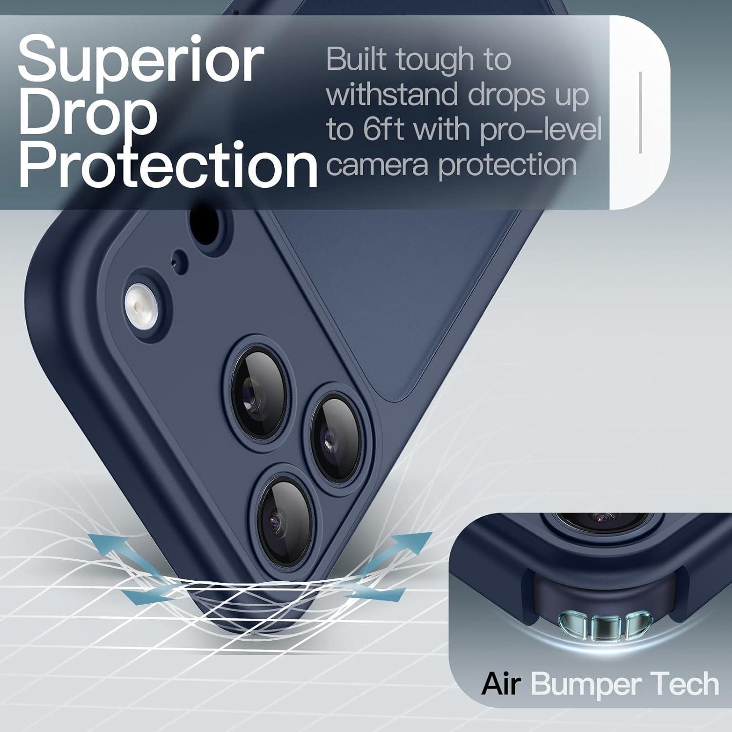 LuxusKollektion Handyhülle Handyhülle iPhone 17 Pro stoßfest Kameraschutz matt Dunkelblau – Bild 3 von 5