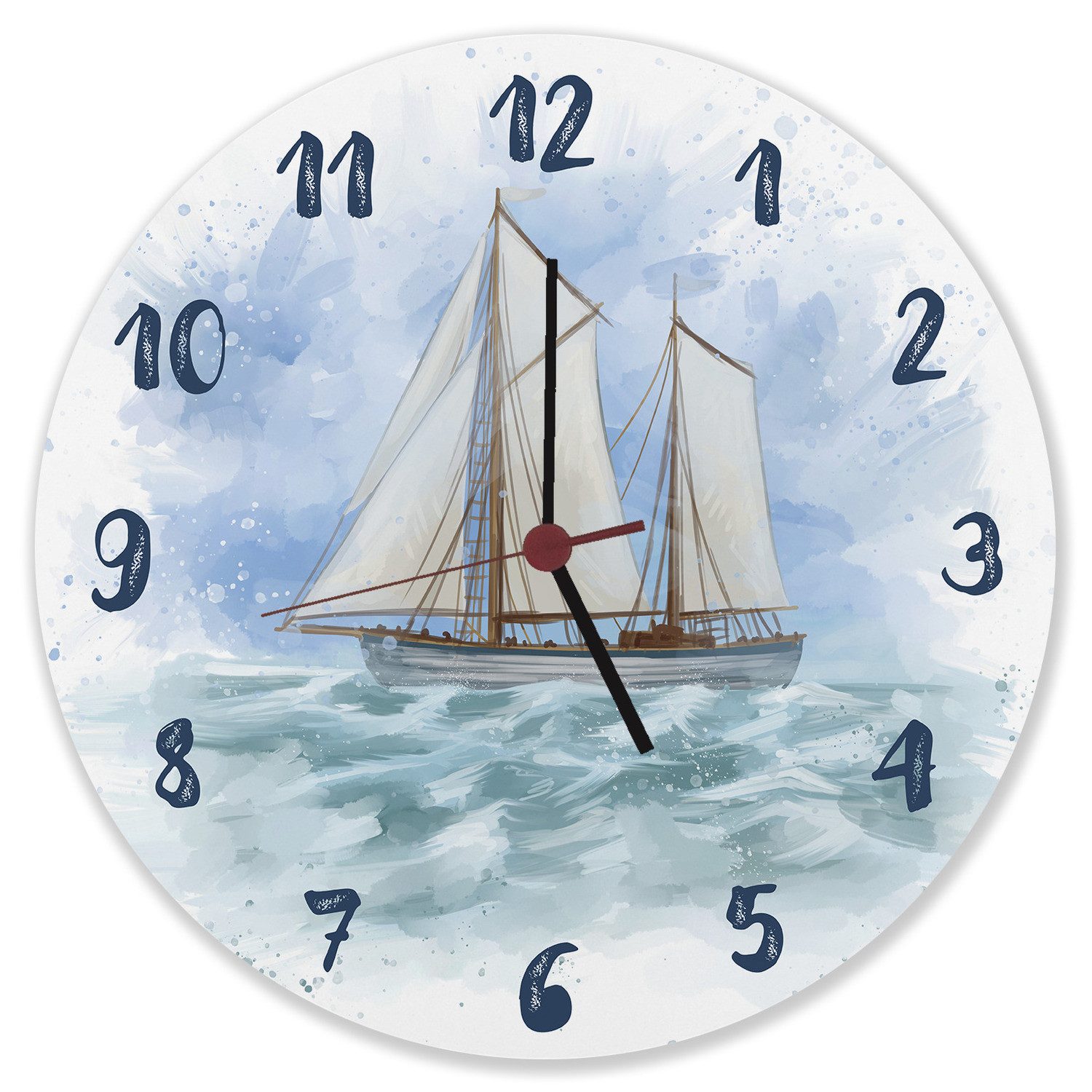 speecheese Wanduhr Segelschiff Wasserfarbenoptik Wanduhr aus günstig online kaufen