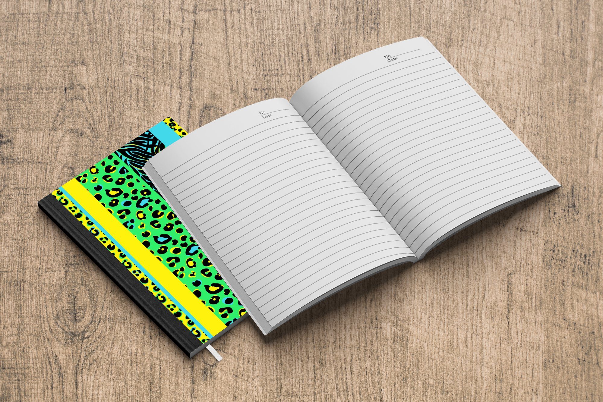 MuchoWow Notizbuch Design Gelb Haushaltsbuch Merkzettel, - A5, Notizheft, - Grün, Seiten, - Pantherdruck Journal, 98 Tagebuch