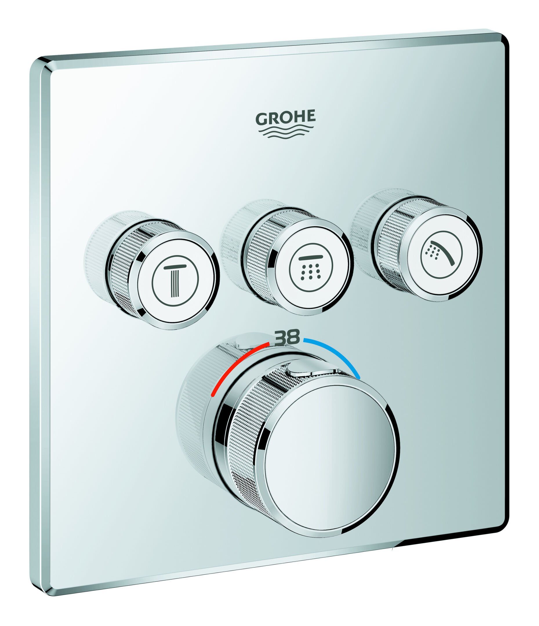 Grohe Unterputzarmatur Grohtherm SmartControl Thermostat mit 3 Absperrventilen Design eckig