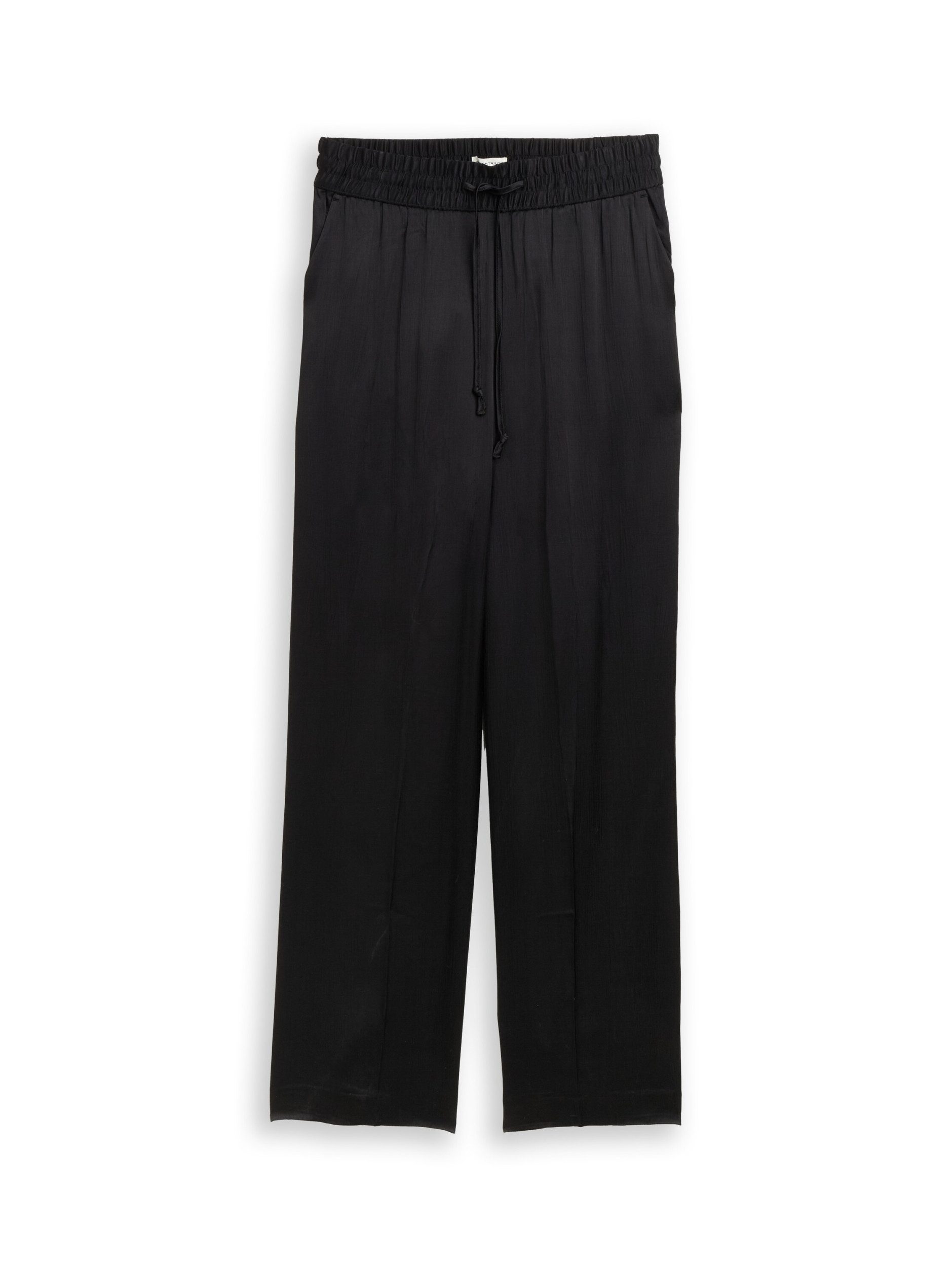 TOM TAILOR Chinohose satin wide leg pants, deep black