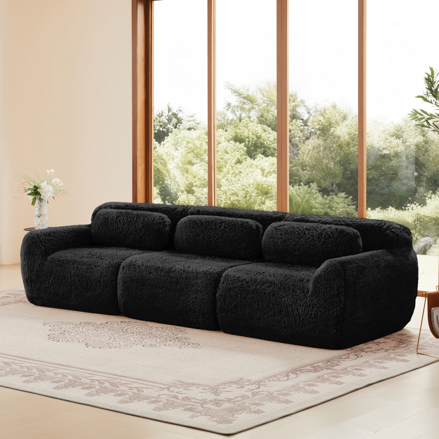 ANYSUN 3-Sitzer Modulares 3-Sitzer Sofa Schlafsofa mit Tiefensitz, Weiches Premium-Plüschsofa mit ergonomischem Cloud-Komfort, Sofa Plüsch,modular,Cloud Sofa, keine Montage,mit Kissen.montagefrei
