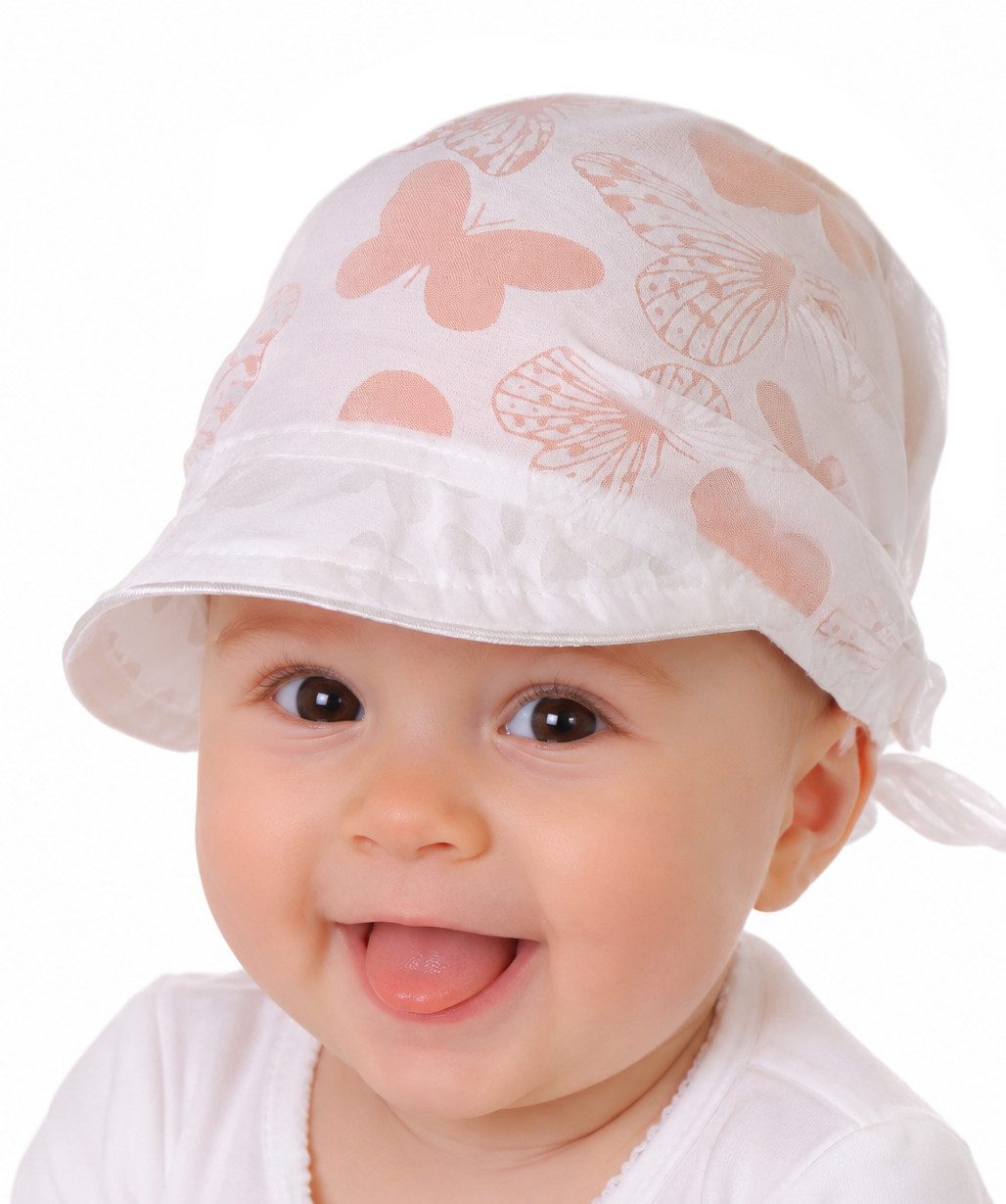 La Bortini Kopftuch Kopftuch Baby Kinder creme zum Binden Bandana Tuch mit Schirm, mit Schmetterlinge-Muster, Einheitsgröße