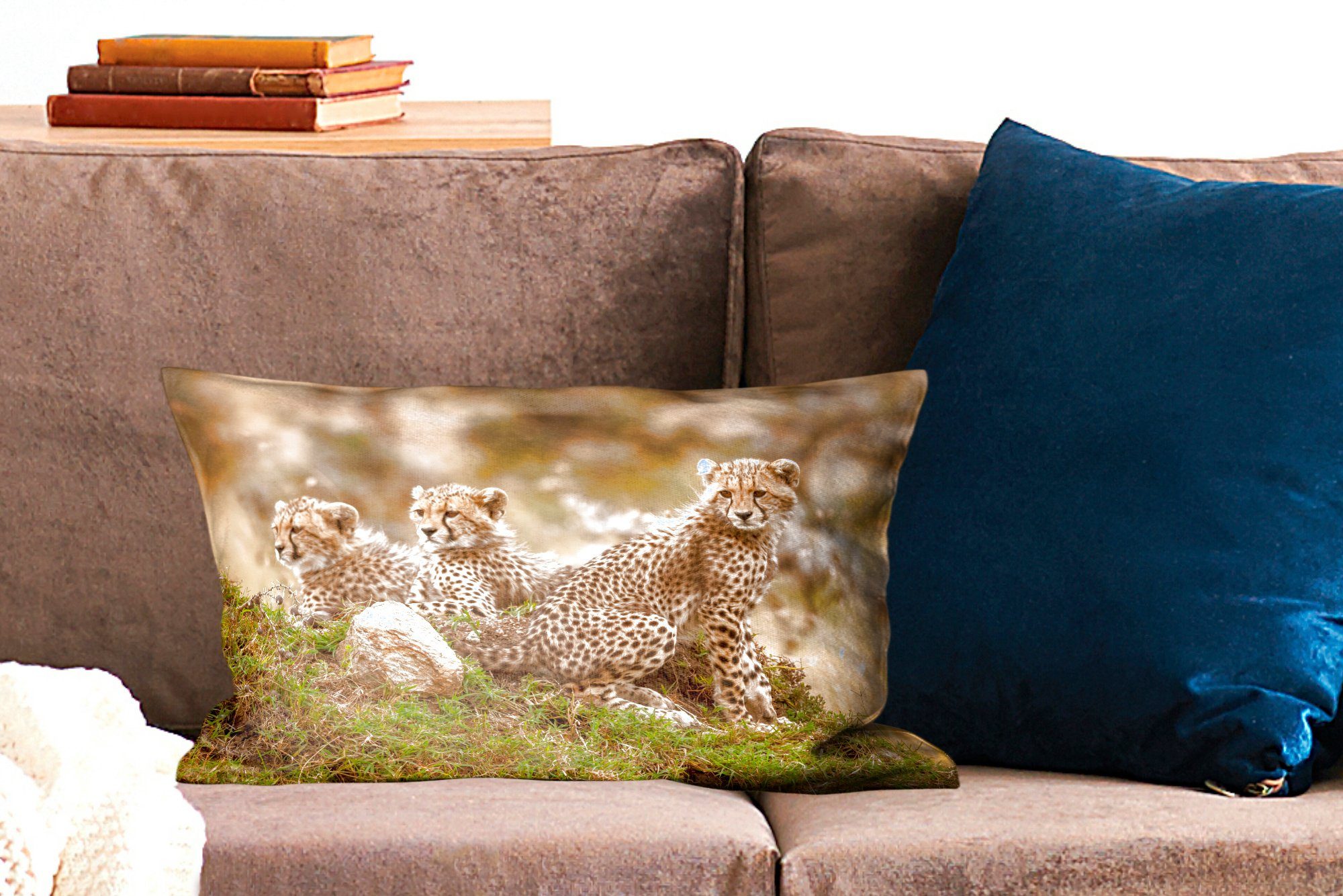MuchoWow Dekokissen Leopard - Dekoration, Zierkissen, Dekokissen Wohzimmer Tier, - Schlafzimmer Füllung, Wald mit