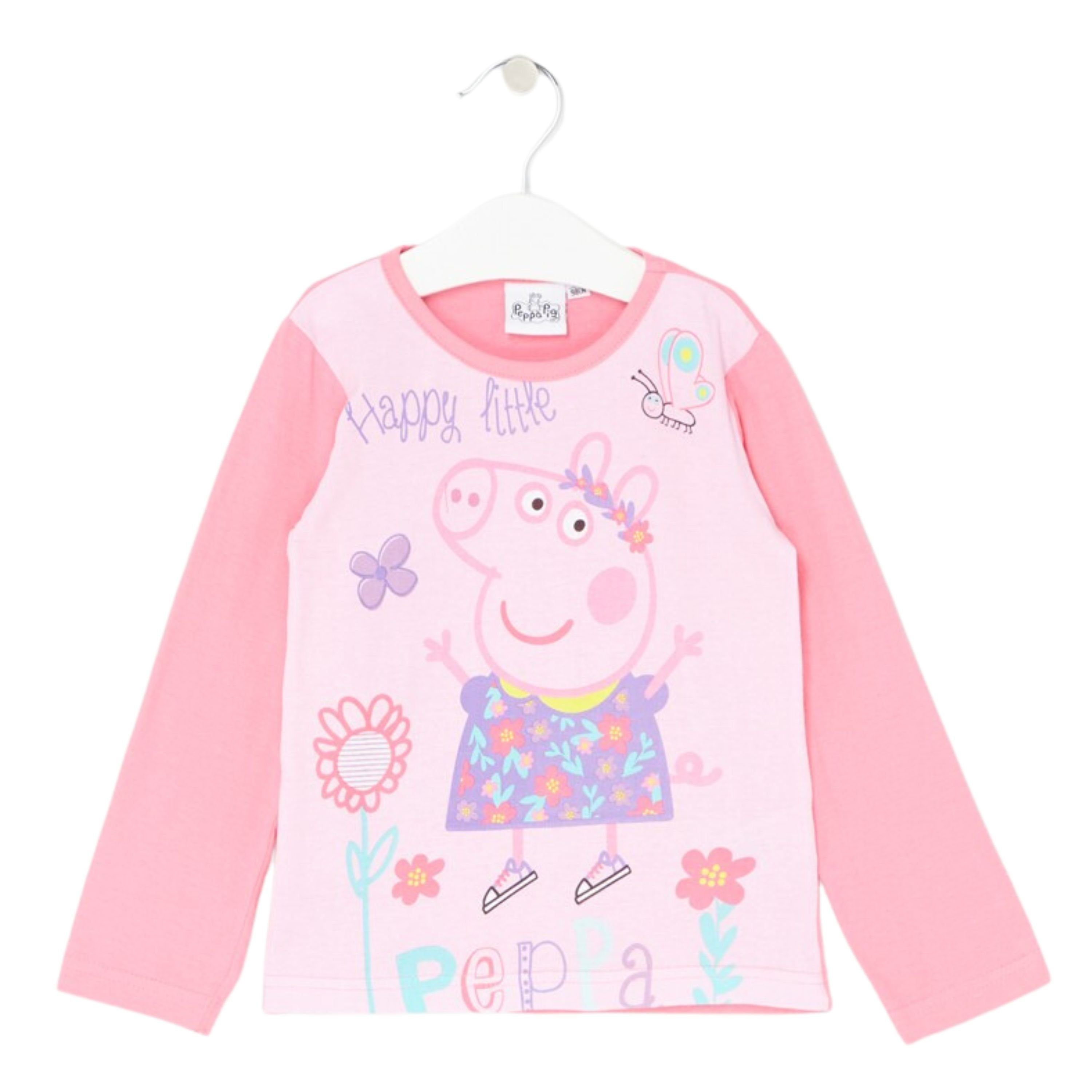 Peppa Pig Langarmshirt Peppa Wutz Mädchen Shirt aus Baumwolle Gr. 98-116 cm