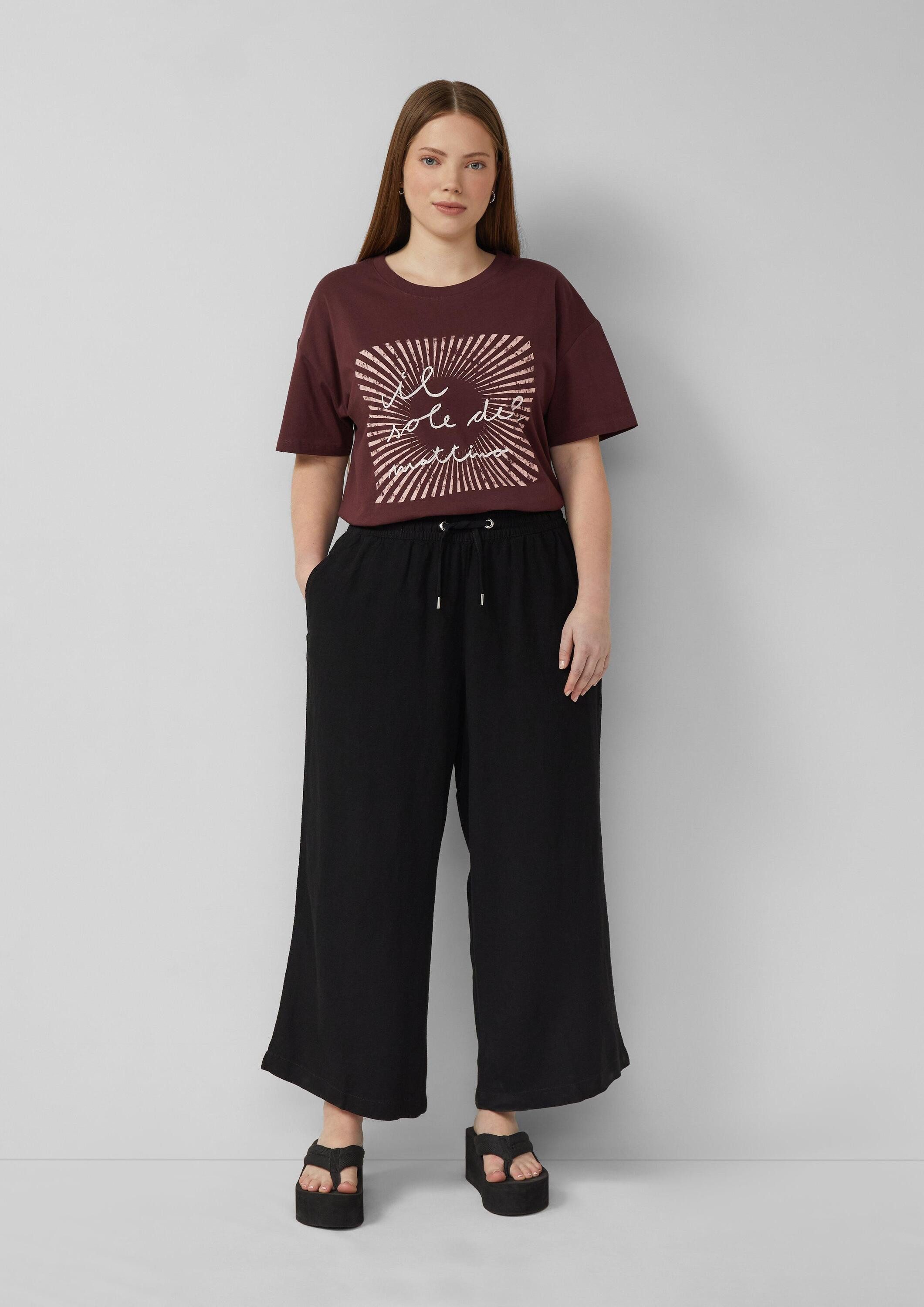 QS Chinos Hose Leinenmix Hose mit weitem Bein