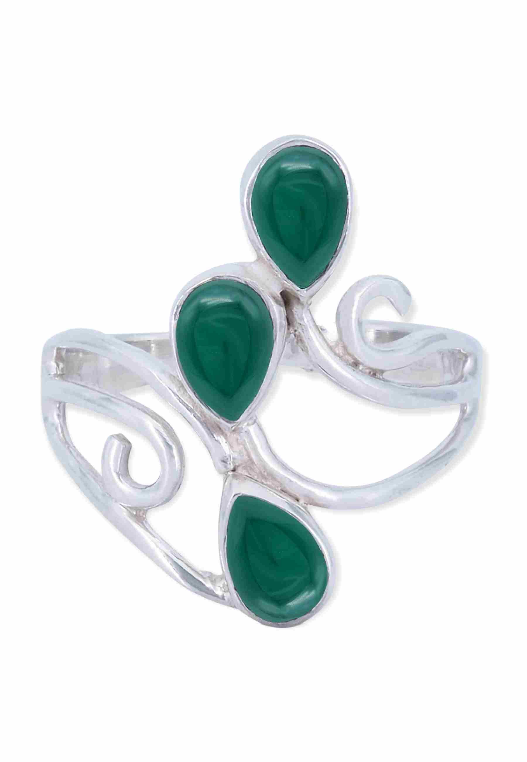 Silberring SIDISTI aus 925 Silber mit grünen Onyx