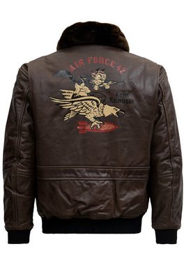 KingKerosin Lederjacke Air Force 42 mit eingearbeiteten Protektoren Taschen für Biker