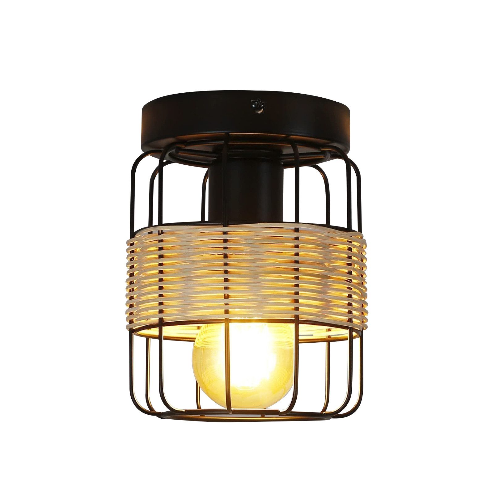 ZMH Deckenleuchte E27 Rattan Industrial Retro günstig online kaufen