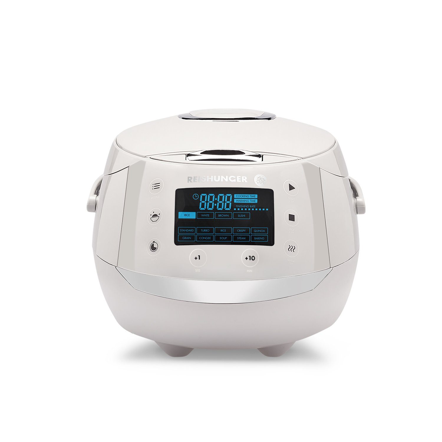 Reishunger Reiskocher - Digitaler Reiskocher & Dampfgarer, 860 W, Timer- und Warmhaltefunktion, 7-Kochphasen-Technologie, LED-Display