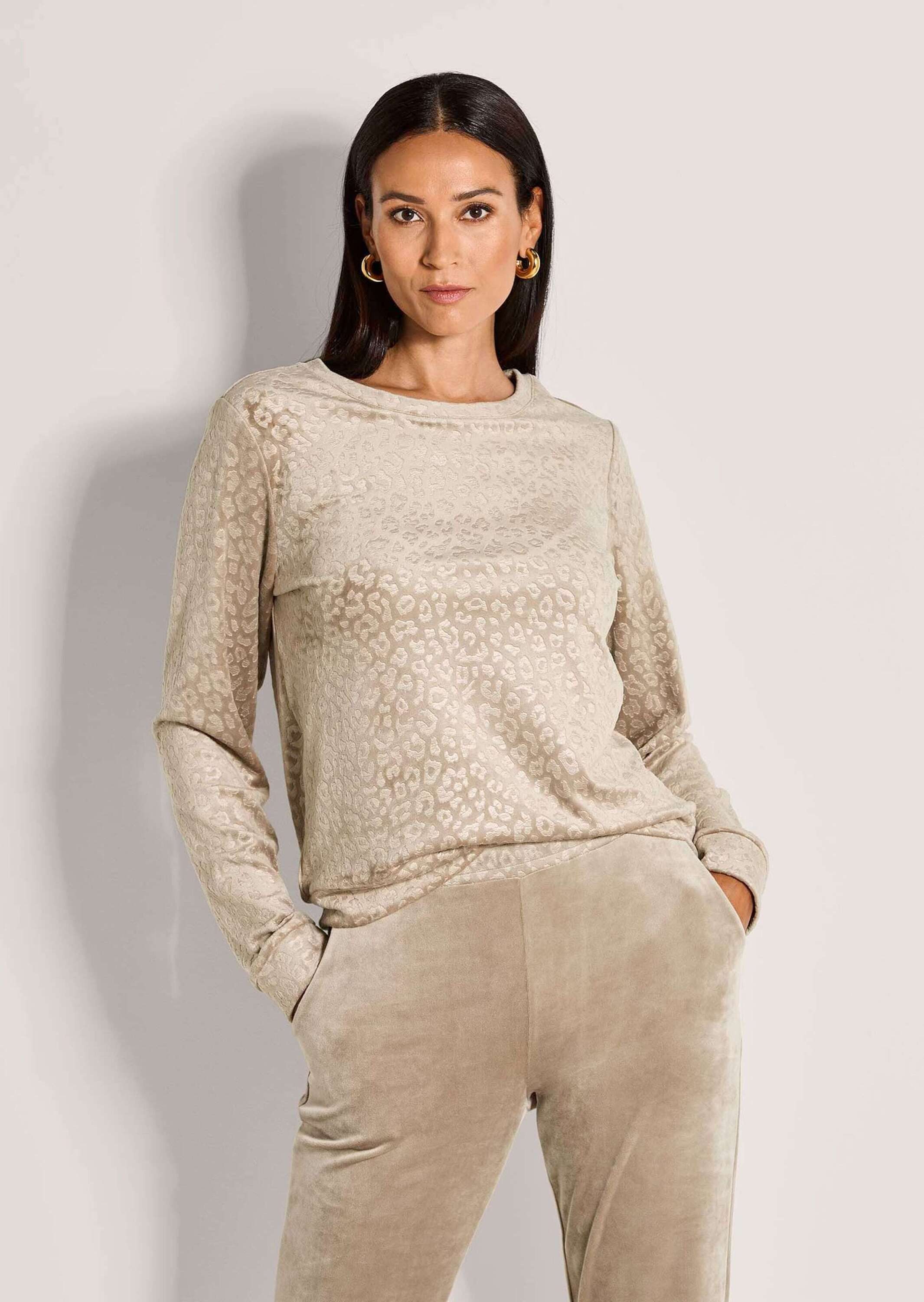 MADELEINE Langarmshirt Langarm Animal-Print Pullover Rundhalsshirt mit elas günstig online kaufen