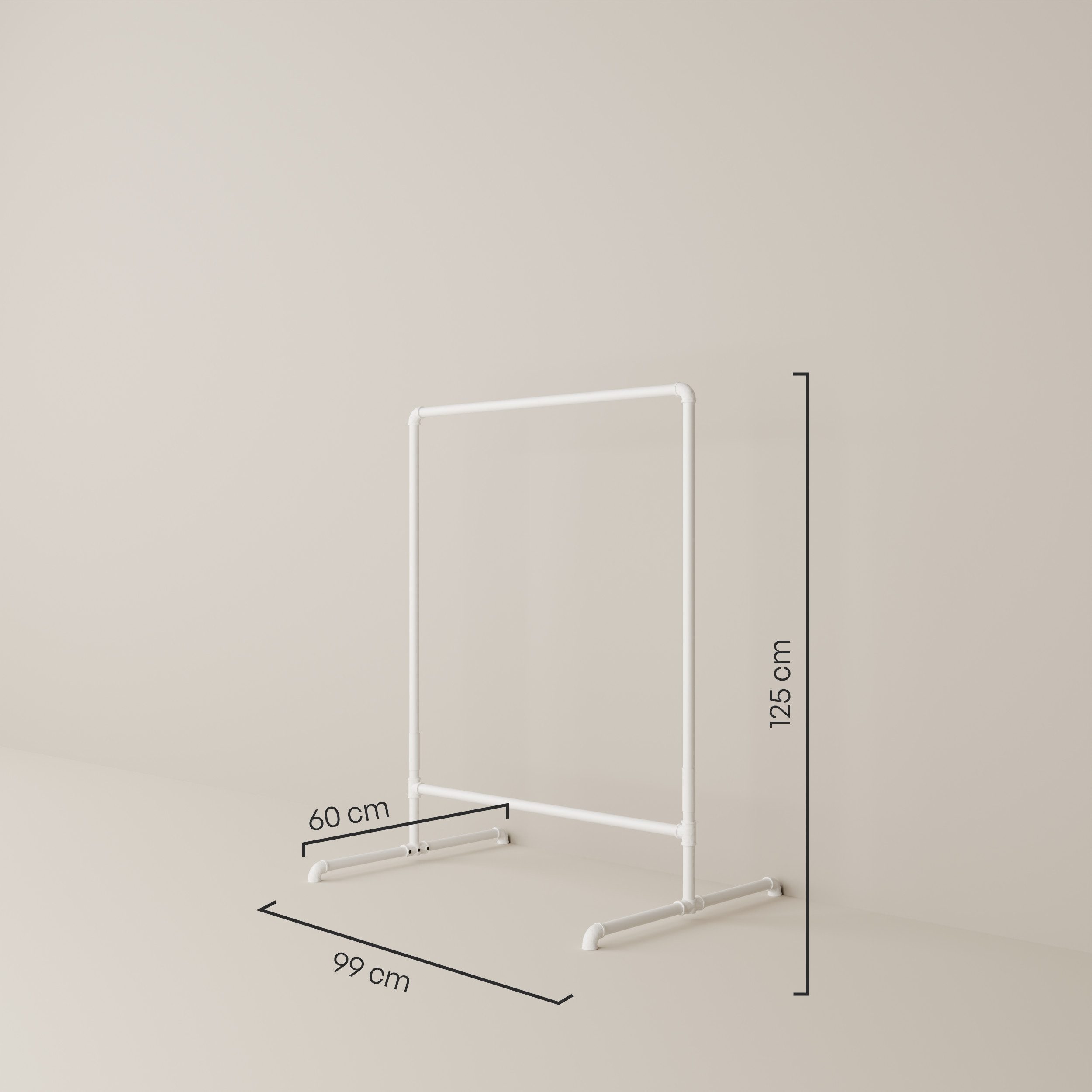 pamo. design Kleiderständer Kleiderständer LAS weiß - freistehende Garderobe, kratzfeste & platzsparende Kleiderstange, stabil, einfache Montage