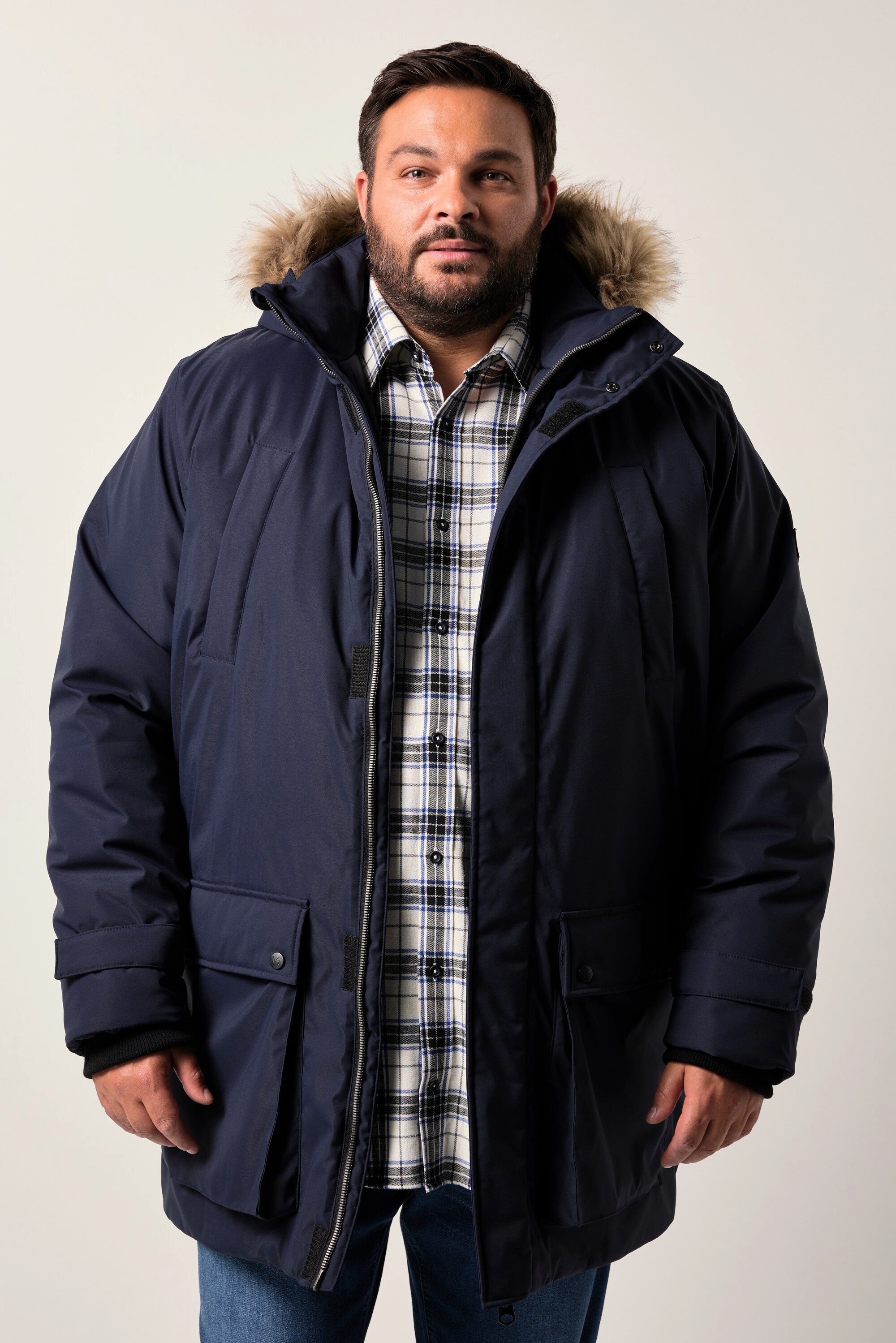Men Plus Parka Men+ Funktions-Parka Kapuze mit Kunstfellbesatz bis 8 XL