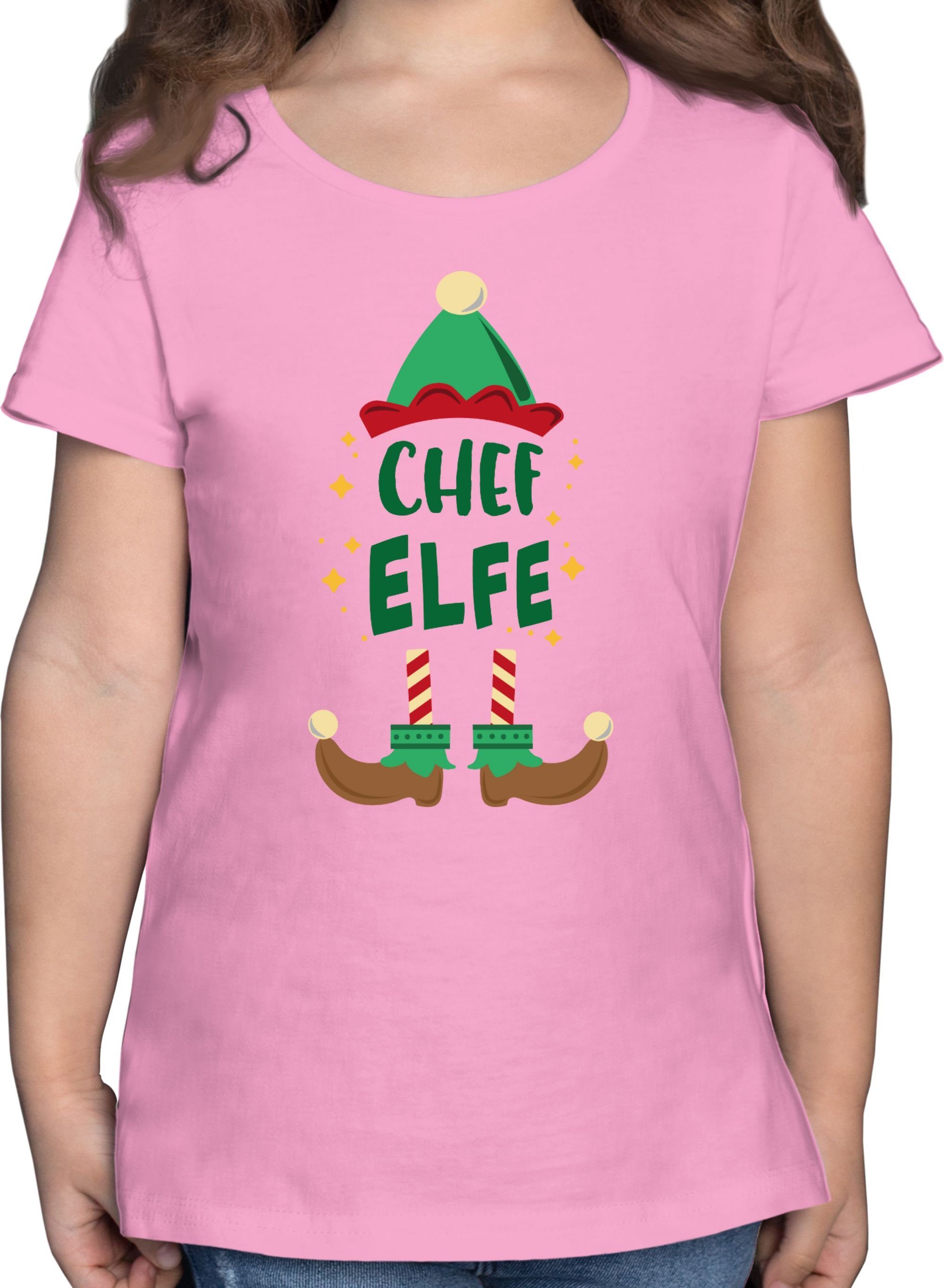 Shirtracer T-Shirt Weihnachten Chef Elfe Weihnachten Kleidung Kinder 1 Rosa