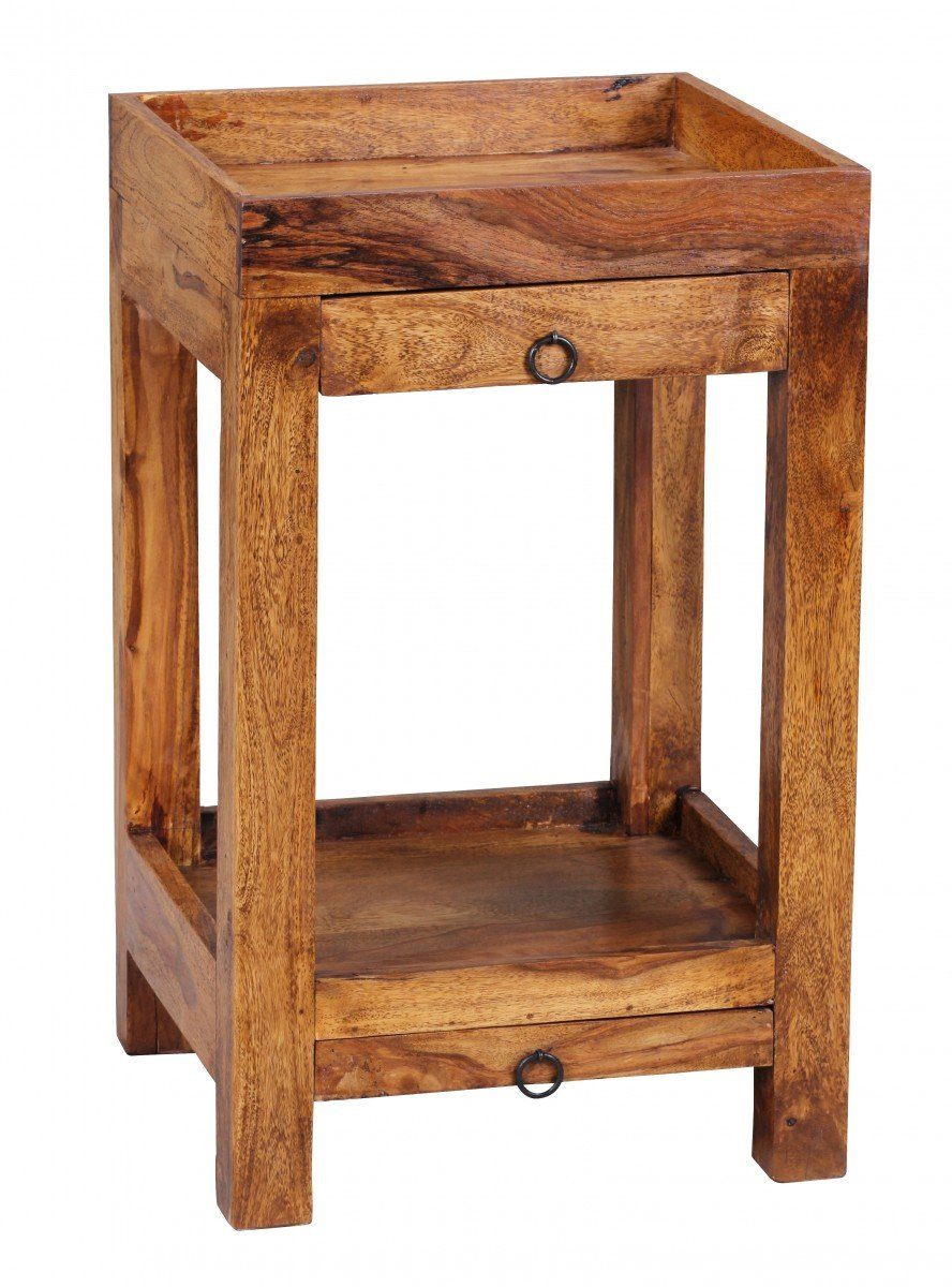 KADIMA DESIGN Beistelltisch Sheesham Holz Telefontisch, Ideal für Zuhause & Büro