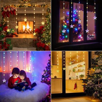 Elegear LED-Lichterkette 1.2m LED Lichtervorhang mit haken, Timer und Speicher, IP65, 52-flammig, für fenster Weihnachtsbaum deko Innen/Außen mit 8 Modi