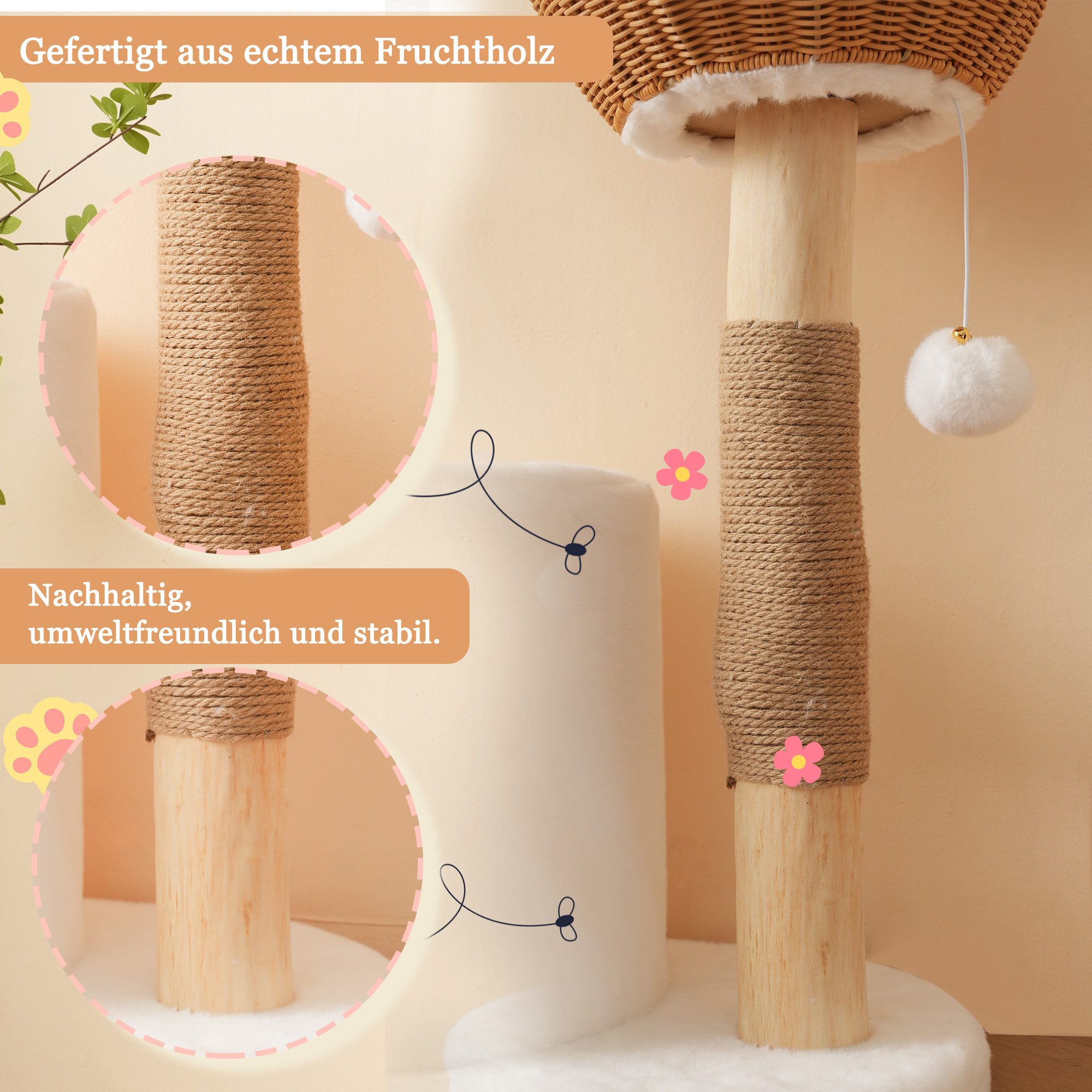 i@home Kratzbaum Katzenbaum aus Massivholz, Katzenkratzbaum für große Katze günstig online kaufen