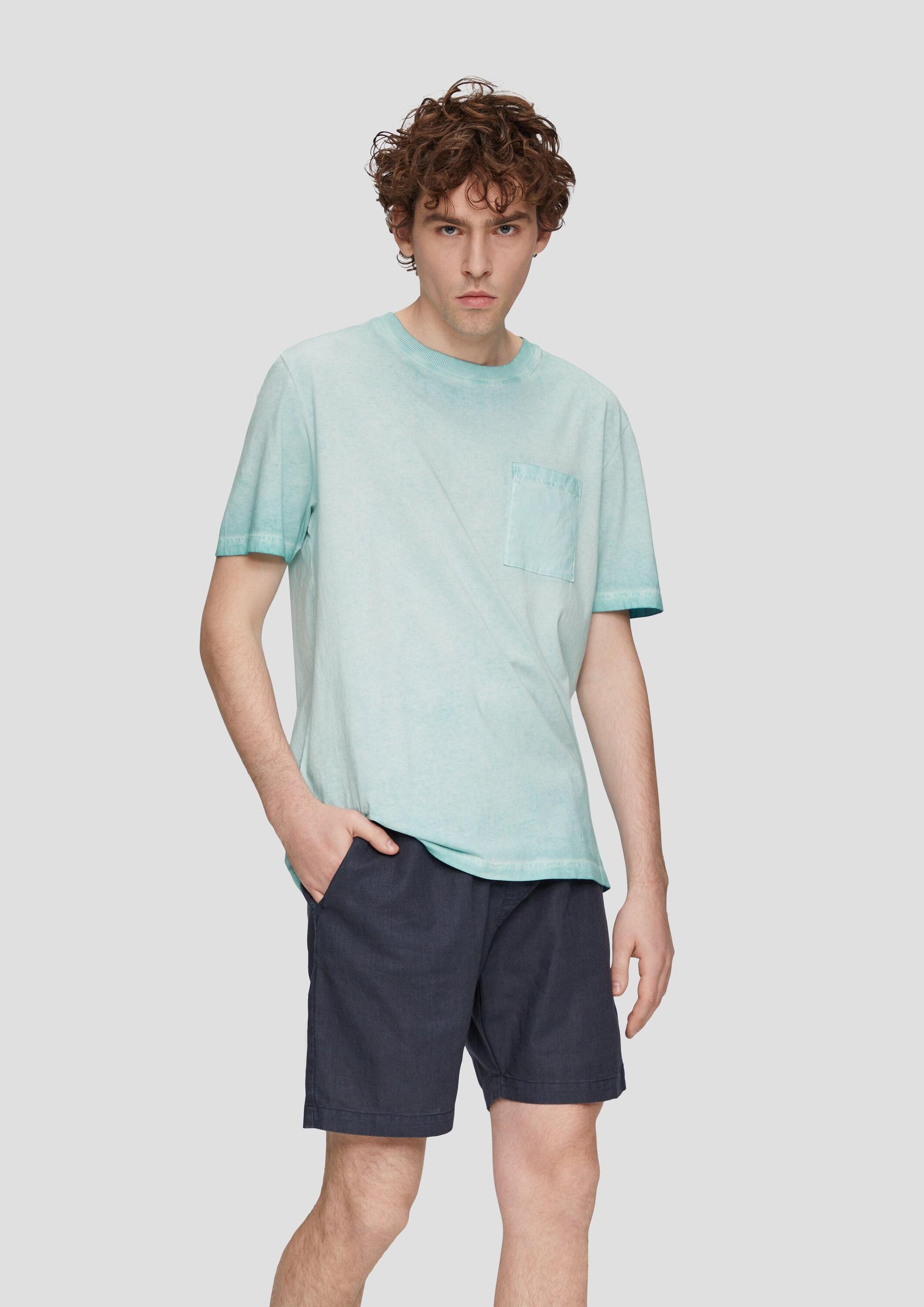 QS Kurzarmshirt T-Shirt T-Shirt aus reiner Baumwolle mit Brusttasche
