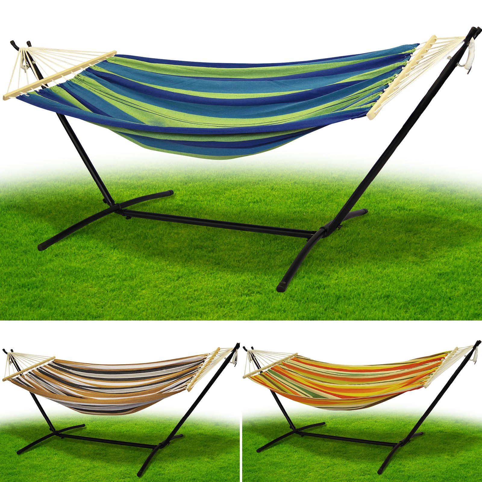 BRAST Hängematte mit Gestell XXL für 2 Personen, viele Modelle, Tragkraft 300kg (inkl. Transporttasche, In-Outdoor Doppelhängematte), Ideal für Balkon, Terrasse, Garten Camping